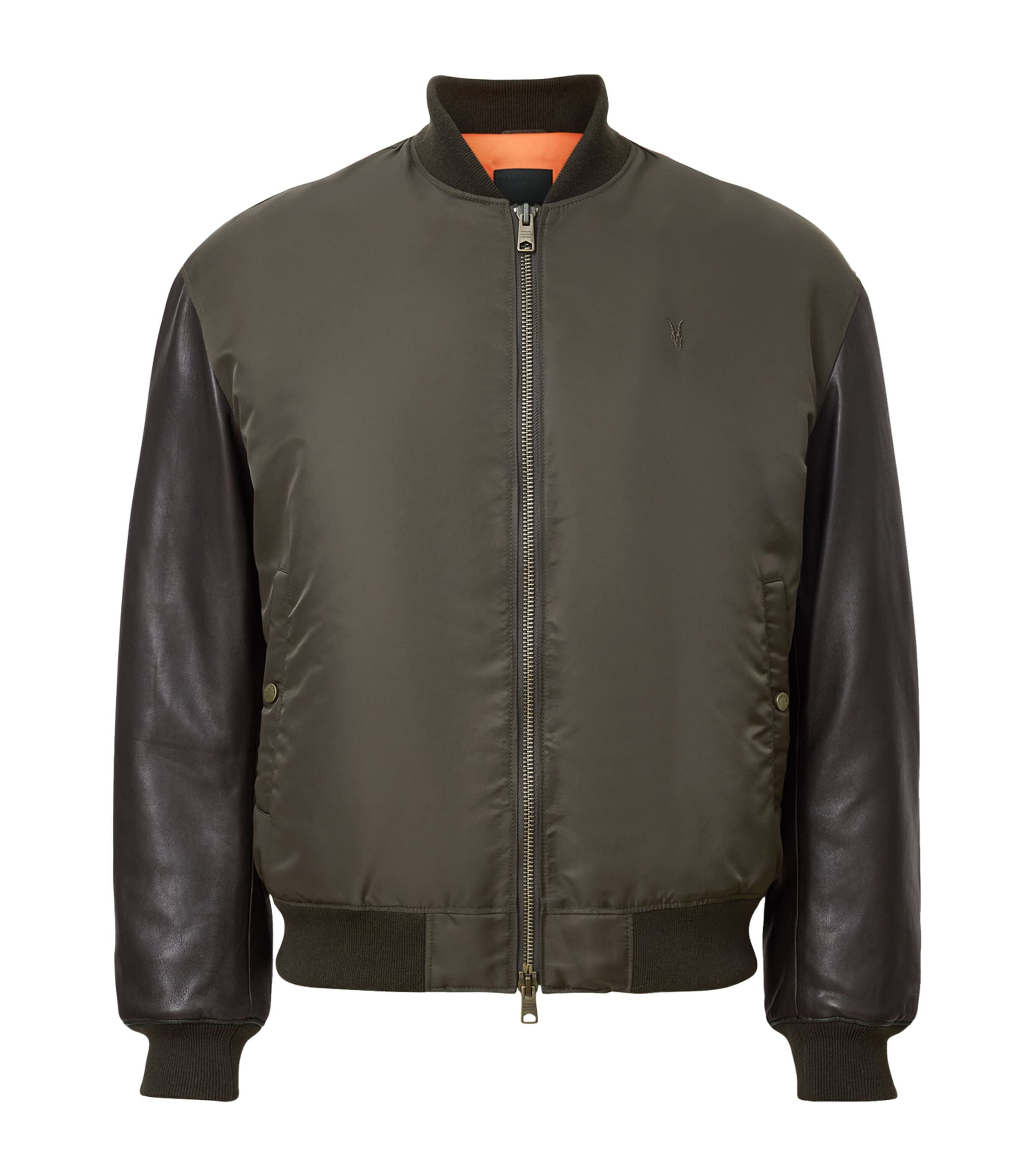 Allsaints Mens Khaki Myler Relaxed-fit Shell Bomber Jacket Xxl In Green