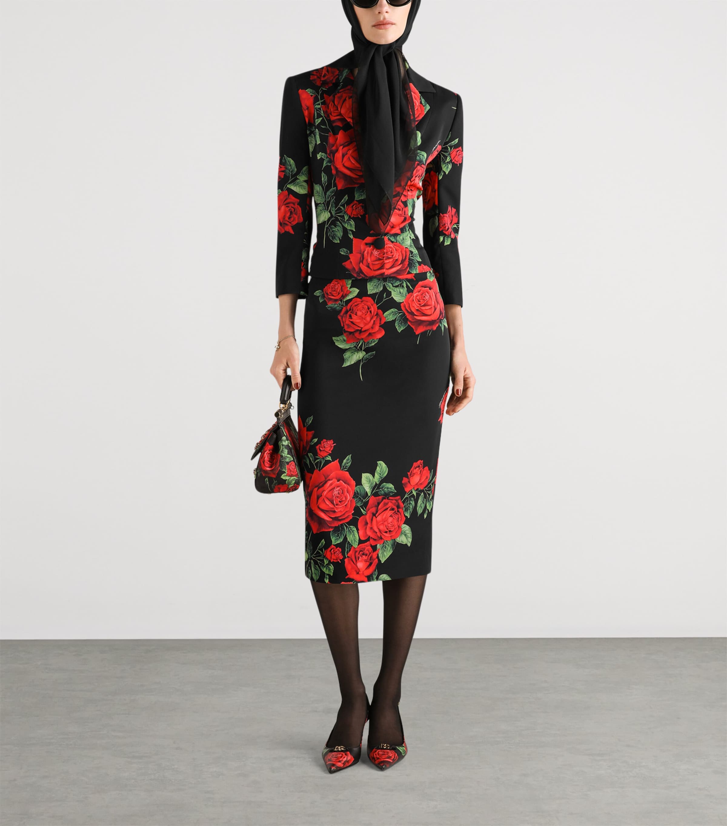 Dolce&Gabbana Womens Silk-Blend Floral Print Blazer Rose Rosse F Image 2