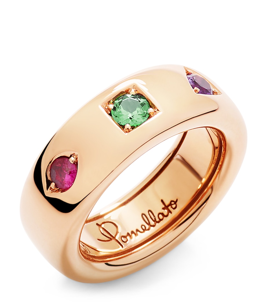 Pomellato Rose Gold and Mixed Stone Slim Iconica Ring Image 1