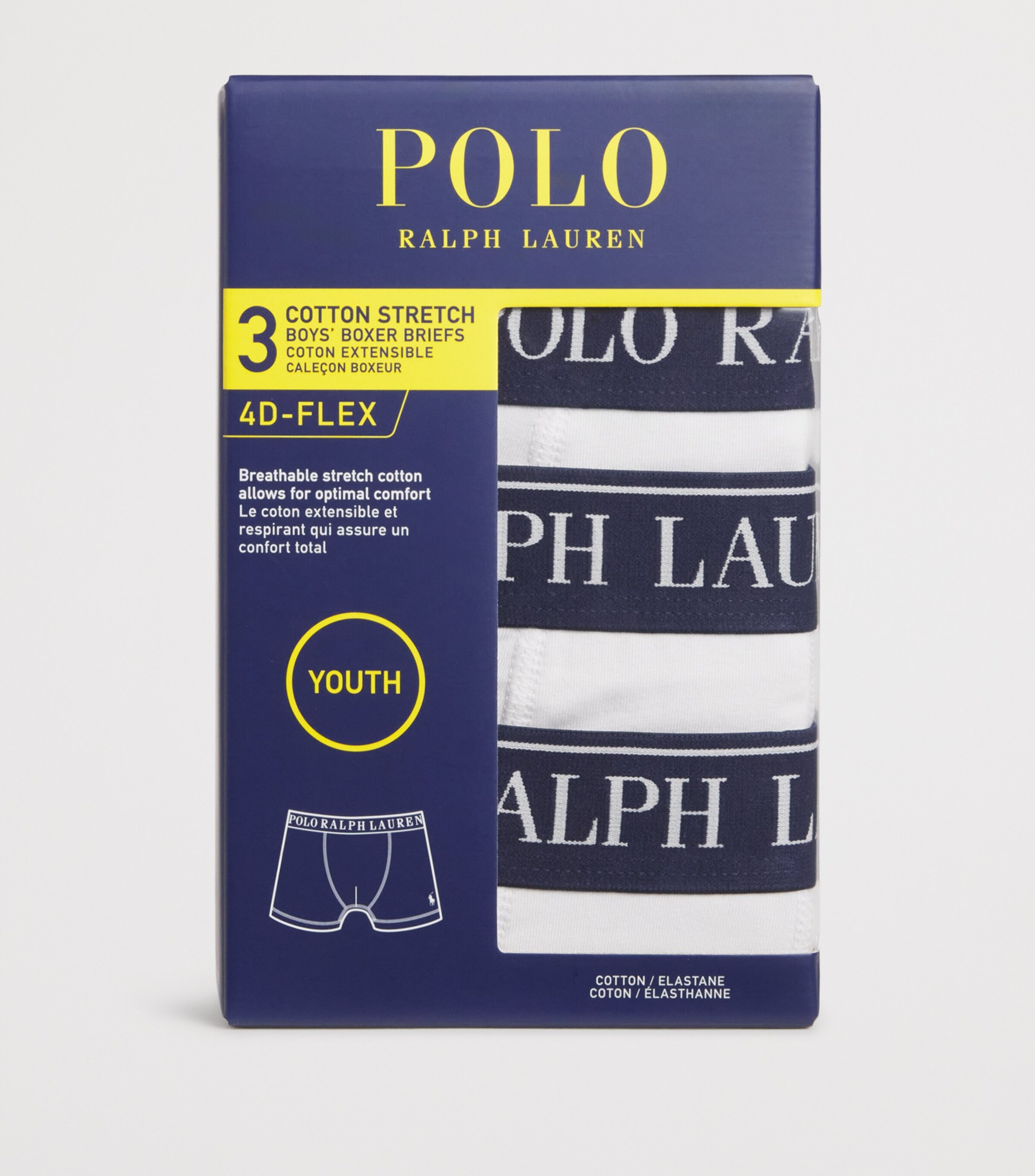 Ralph Lauren Kids Pack of 3 Stretch-Cotton Boxer Briefs (8-14 Years) White Image 3