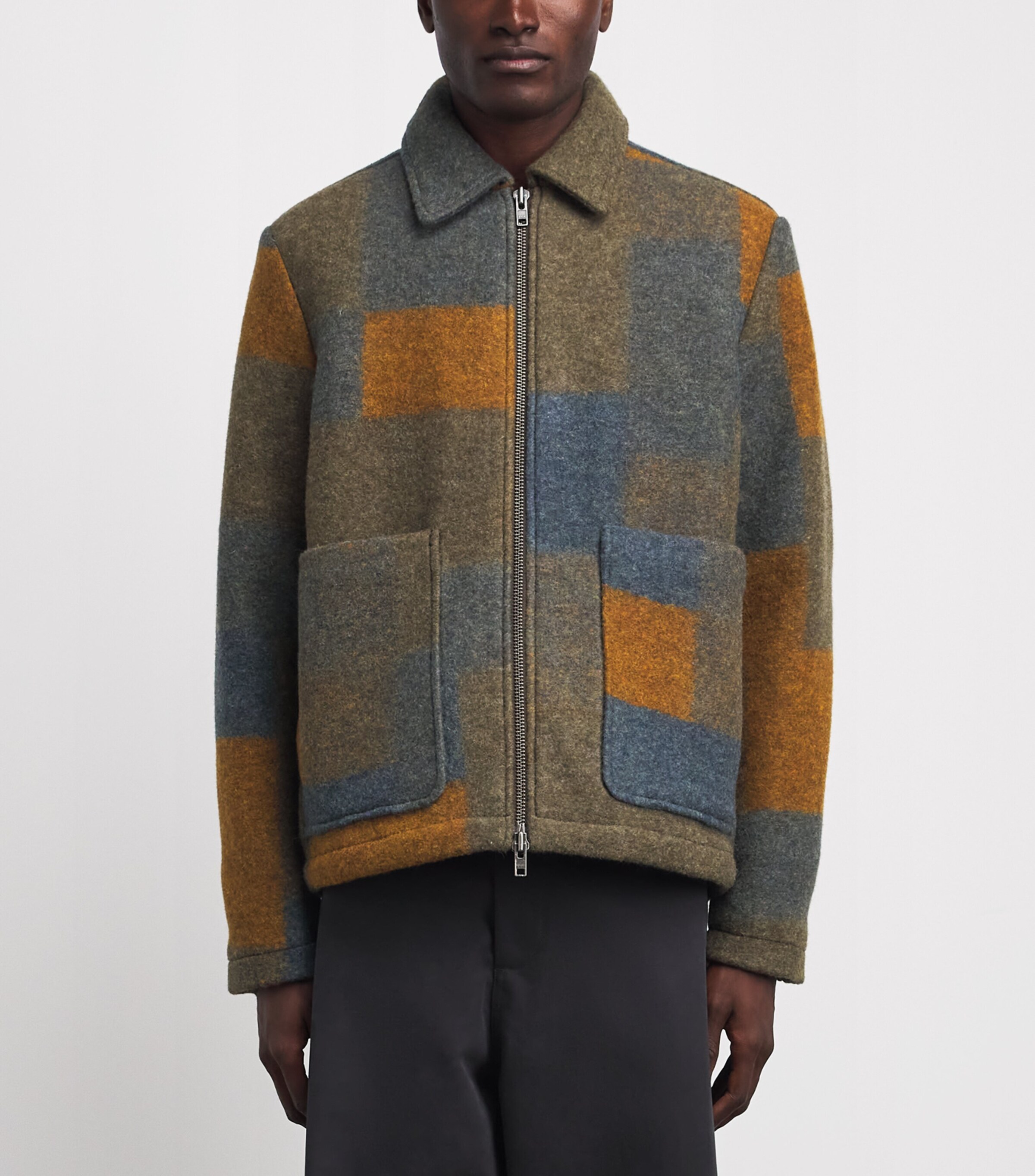 NN.07 Mens Wool-Blend Check Gael Overshirt Brown Check Image 4