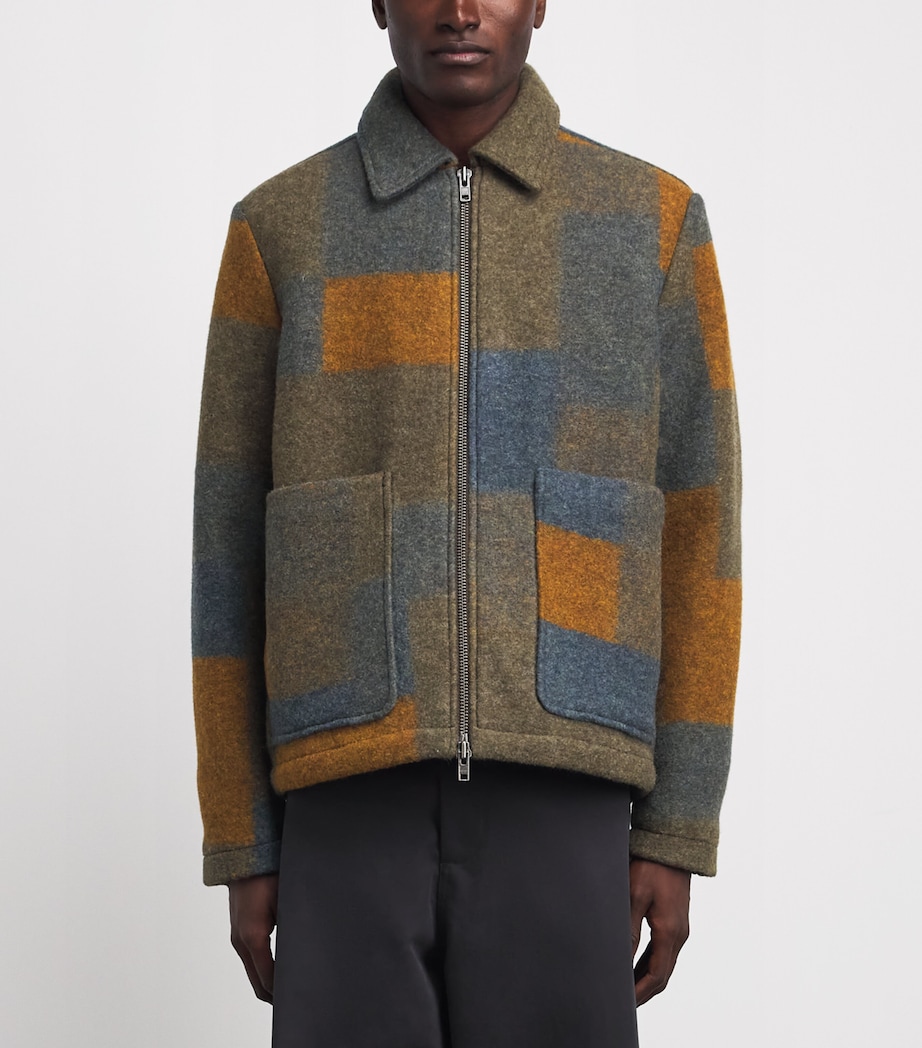 NN.07 Mens Wool-Blend Check Gael Overshirt Brown Check Image 4