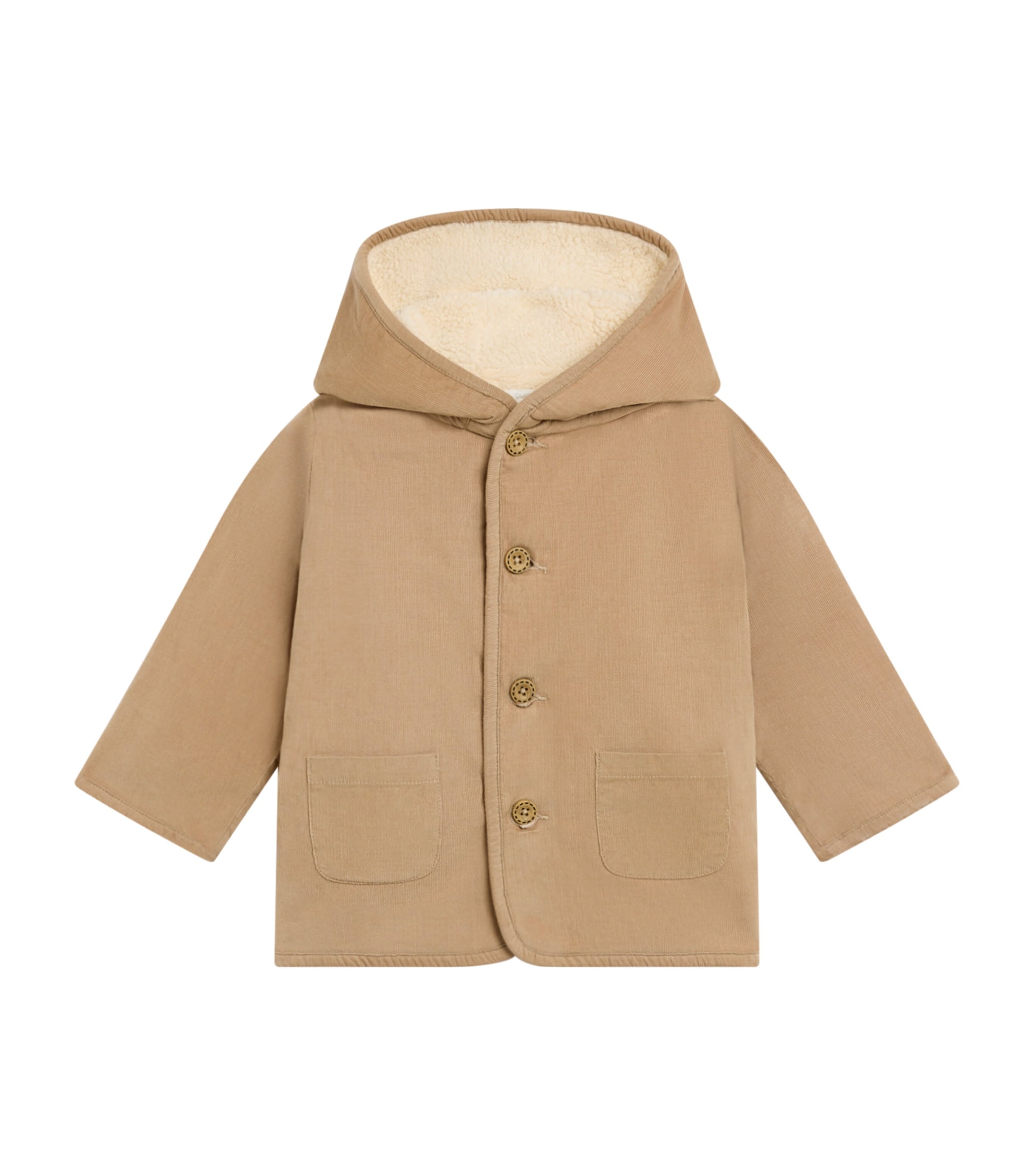 Purebaby Kids' Corduroy Hooded Jacket In Brown