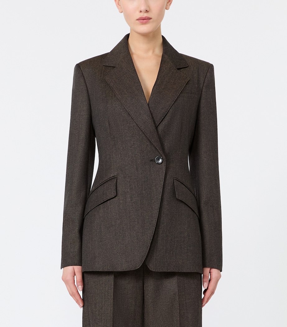 Max Mara Womens Wool Diagonal-Front Blazer Black Image 2