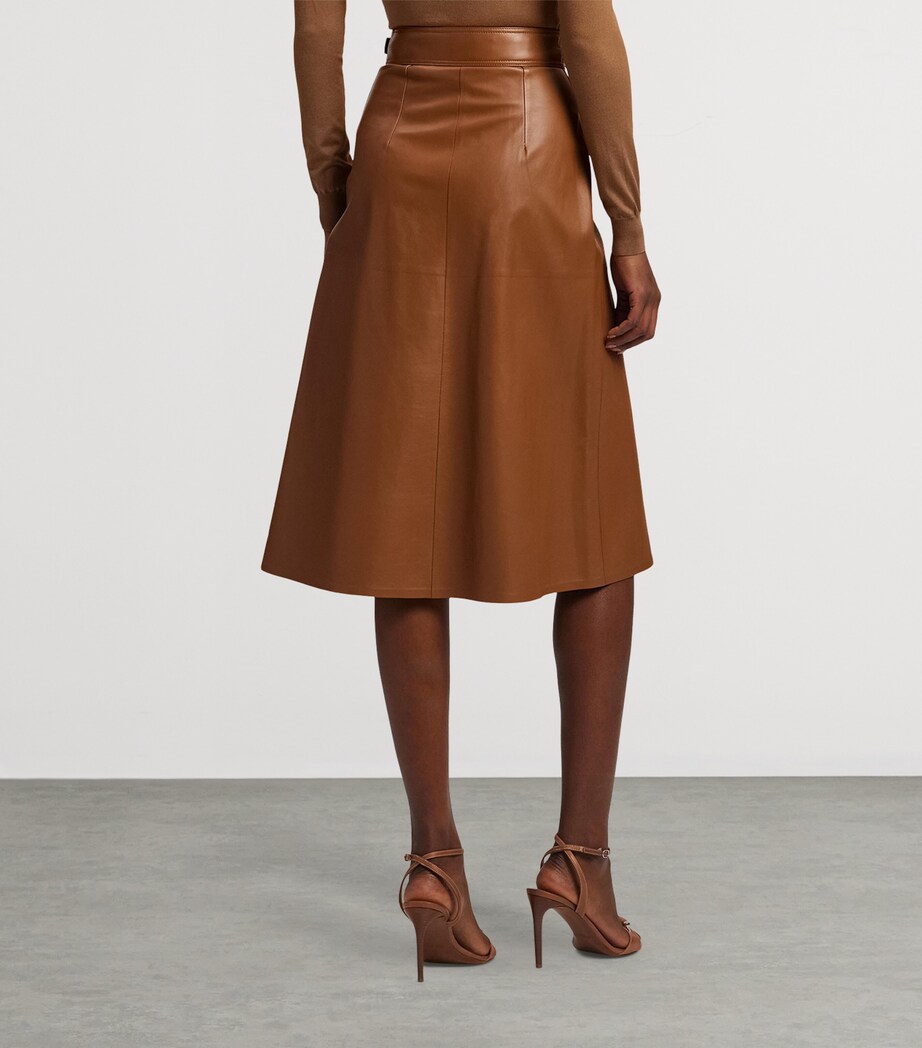 Lambskin A-Line Midi Skirt LIGHT TOFFEE Image 7