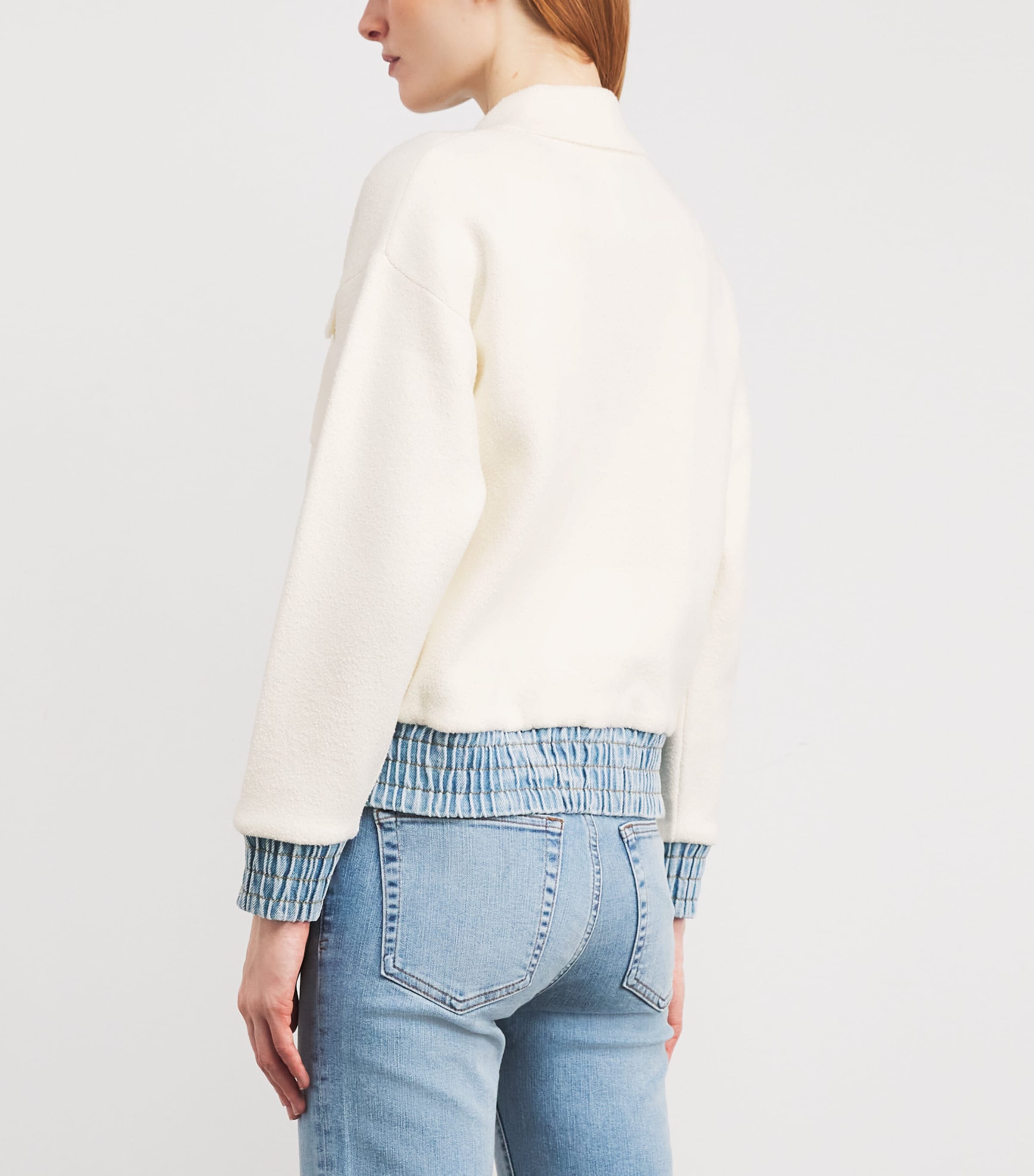 Bouclé Denim-Trim Cardigan ECRU Image 4