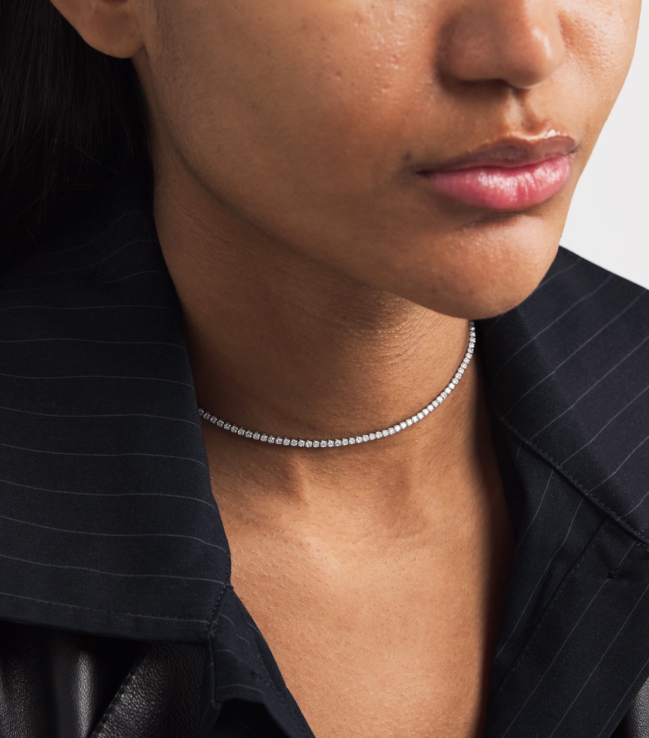 White Gold and Diamond Threads Tennis Choker WHITE GOLD Image 2