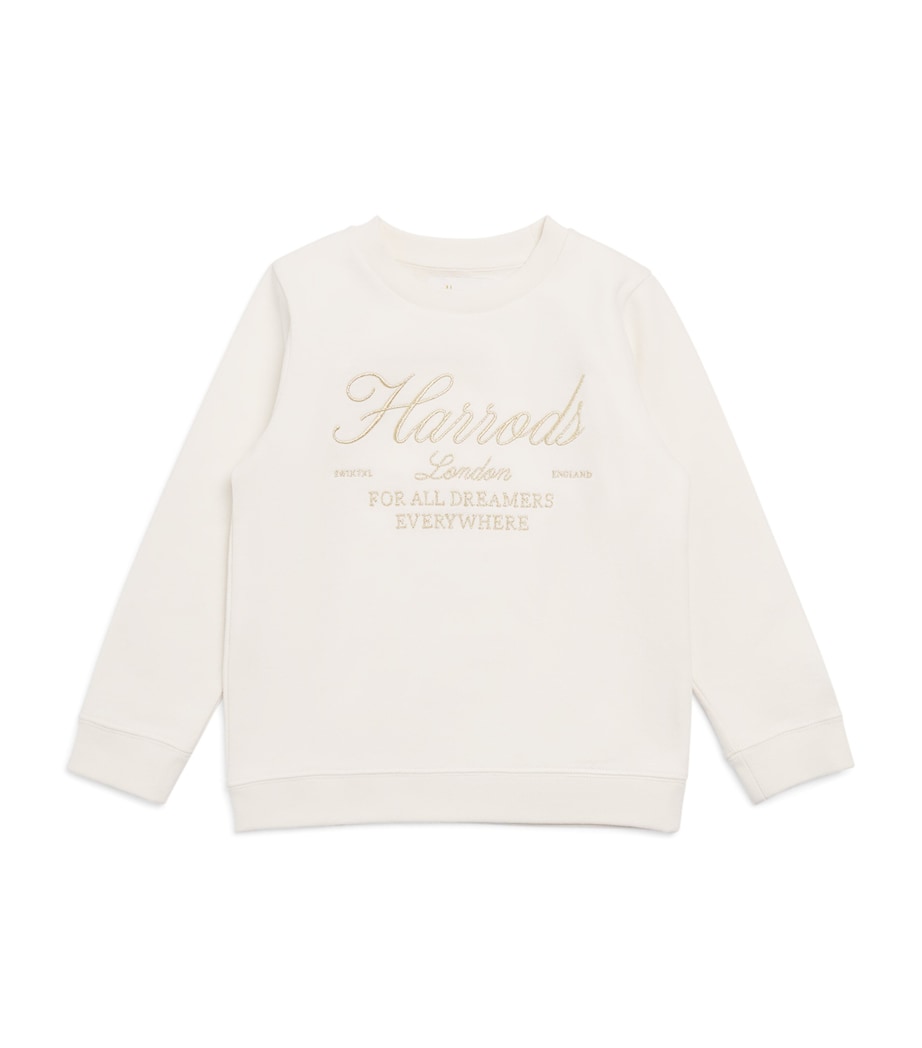 Harrods Cotton Jersey Sweatshirt (9-14 Years) Ivory Image 1