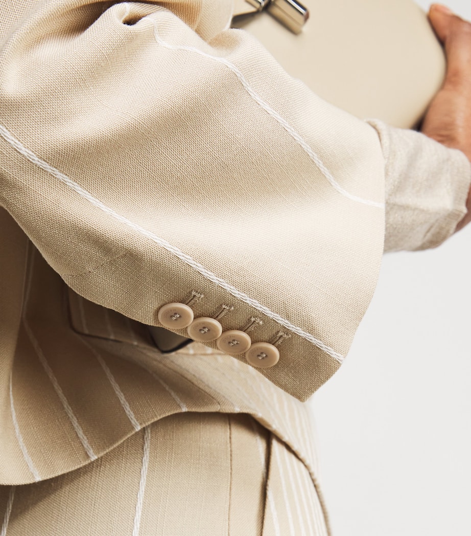 Embroidered Stripe Berlier Blazer AFFOGATO/IVORY Image 6