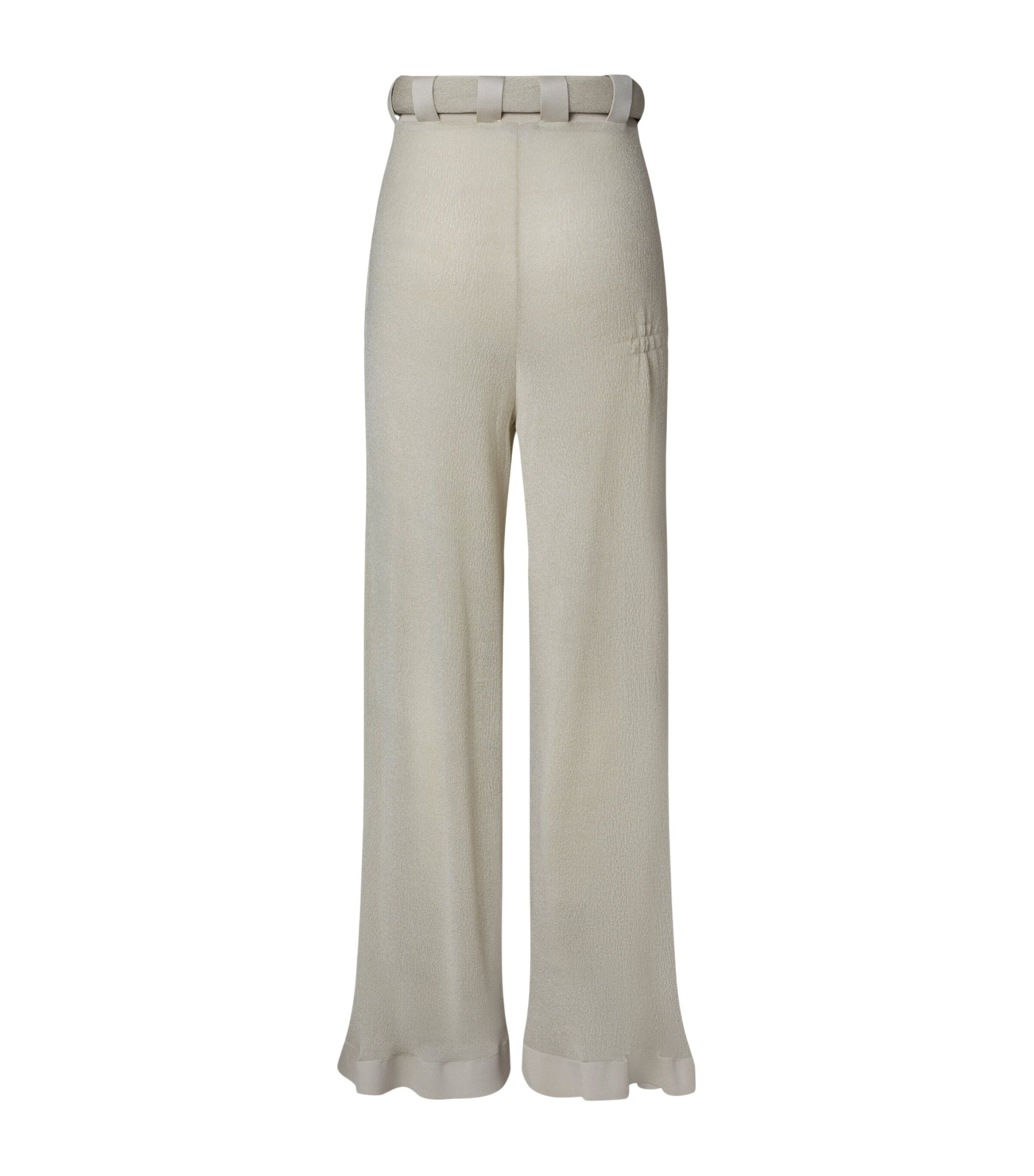 LOUIS VUITTON Womens Knitted Belted Straight Trousers Cream Image 2