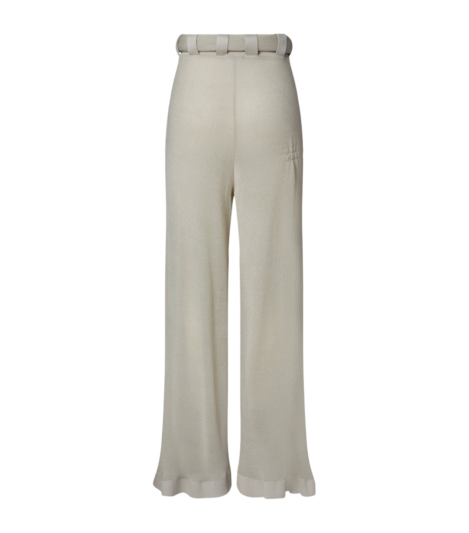 LOUIS VUITTON Womens Knitted Belted Straight Trousers Cream Image 2
