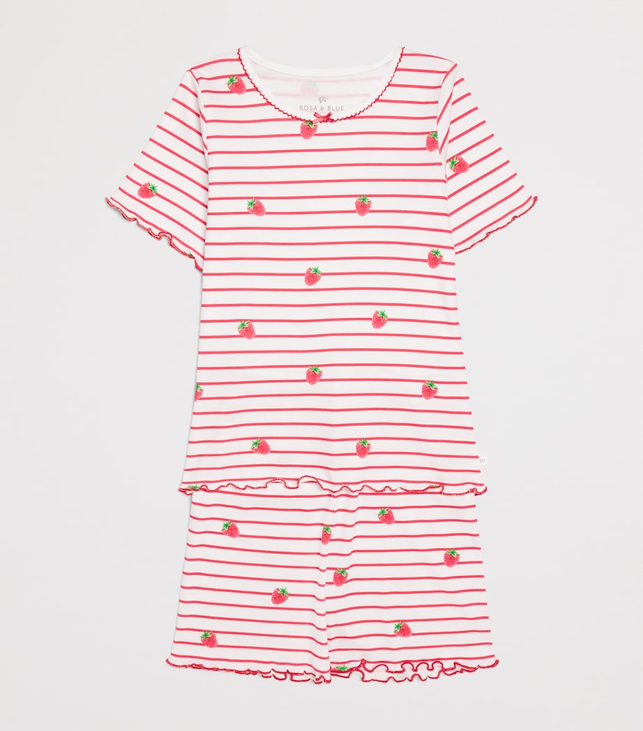 Rosa & Blue Bamboo-Organic Cotton Raspberry Pyjama Set (10-11 Years) Raspberry W/ Stripe Image 3