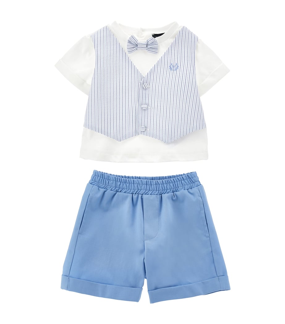 Waistcoat T-Shirt and Shorts Set (3-36 Months) PANNA+AVIO Image 1