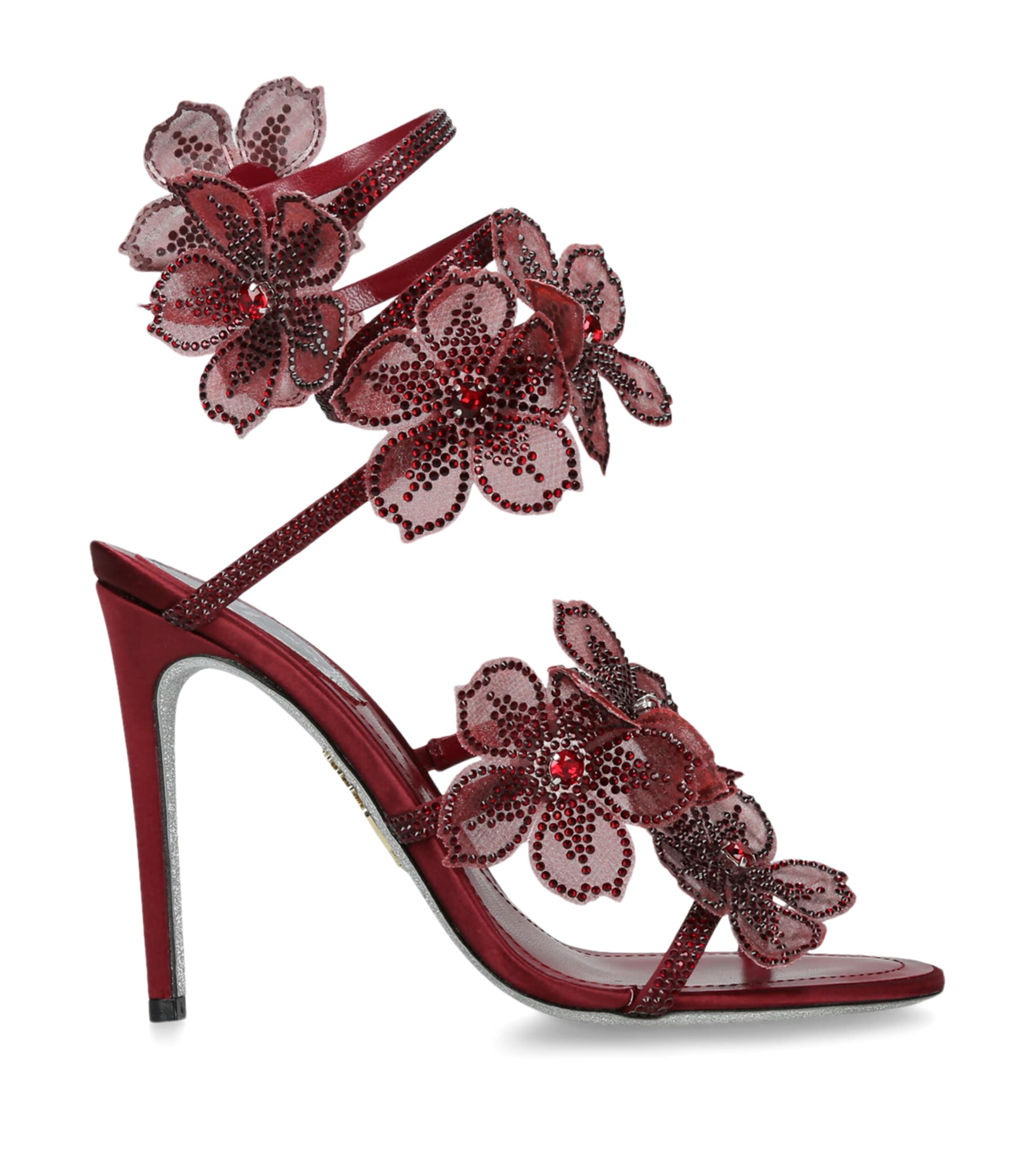 Satin Floral Cleo Sandals 105 WINE Image 1