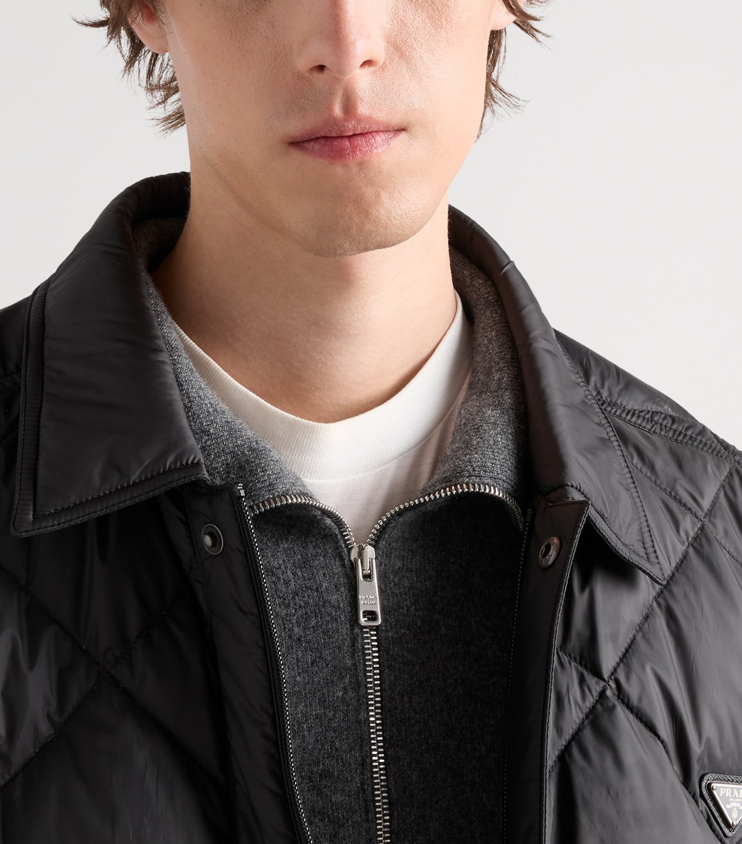 Prada Mens Technical Quilted Down Jacket Black Image 3