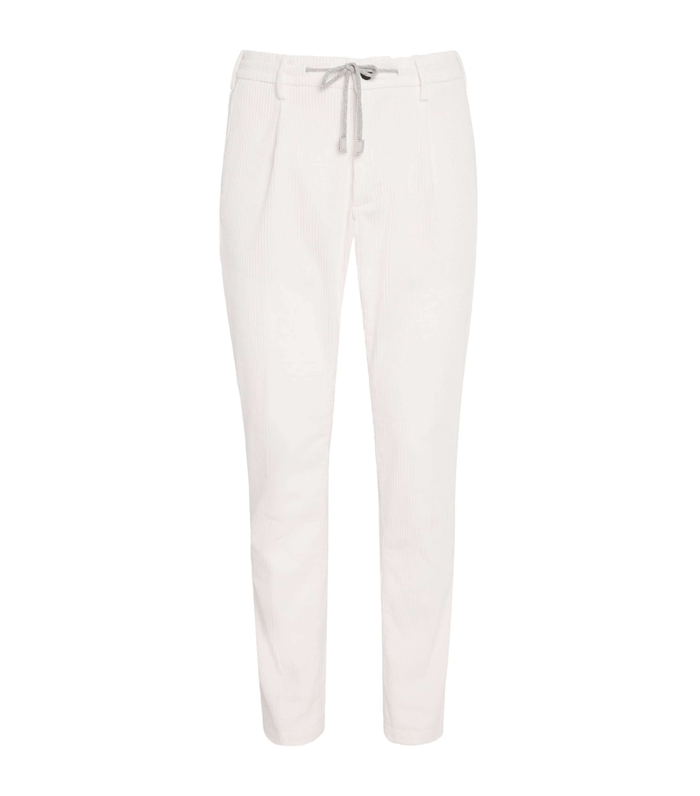 Cotton Corduroy Drawstring Straight Trousers BIANCO Image 1