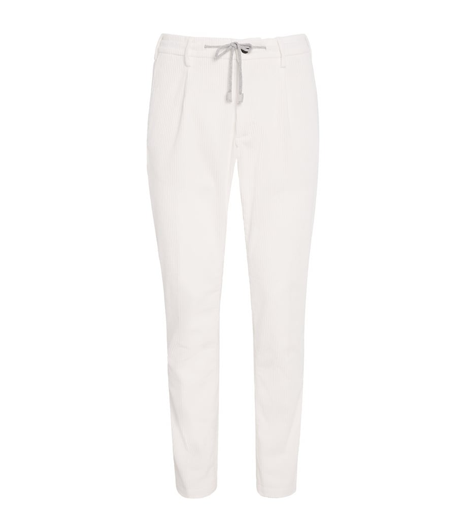 Cotton Corduroy Drawstring Straight Trousers BIANCO Image 1