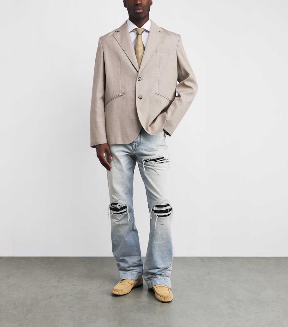 Distressed MX1 Straight Flare Jeans MIST INDIGO Image 2