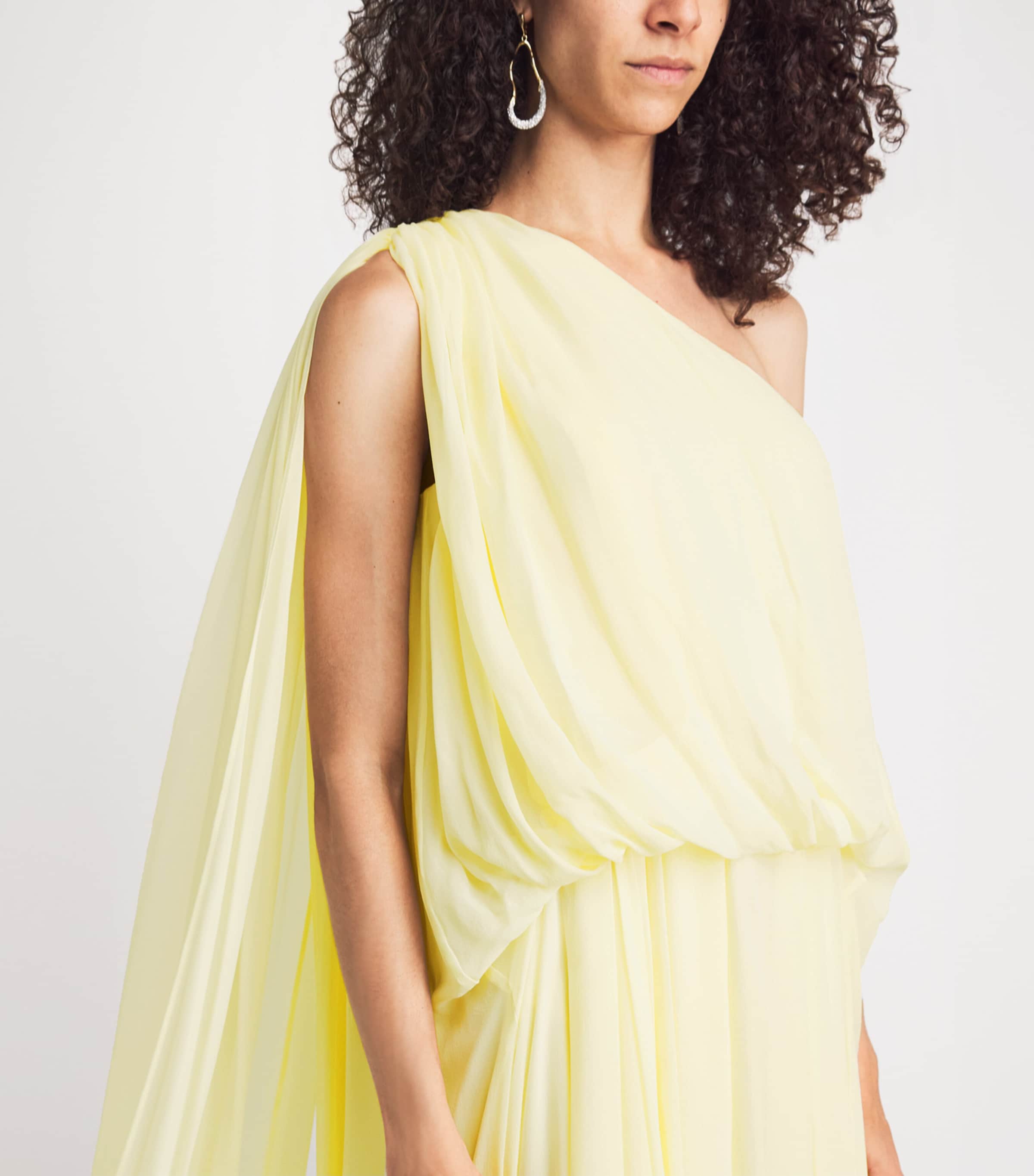 Rachel Gilbert Womens Silk Isla Midi Dress Butter Image 3