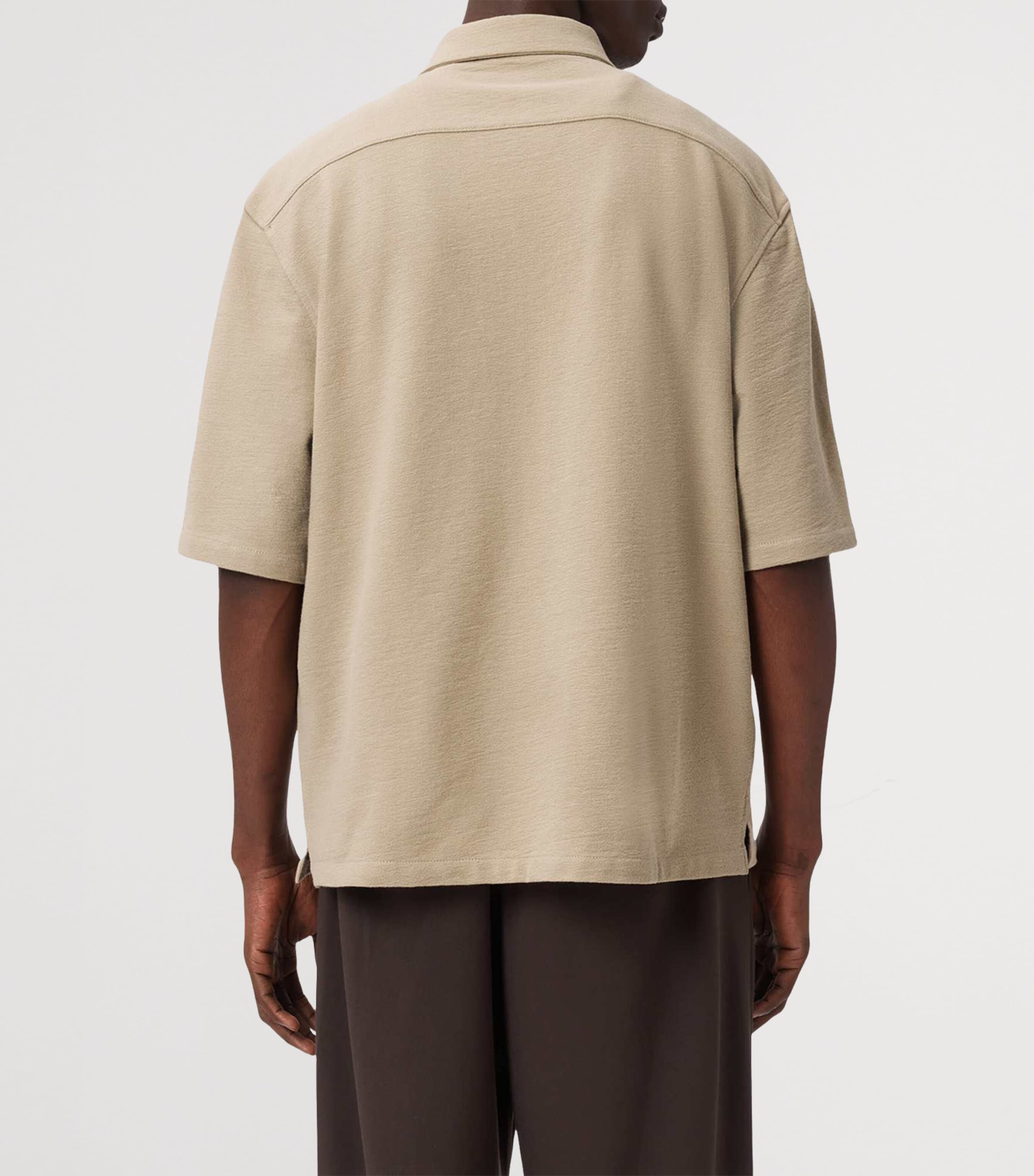 AllSaints Mens Organic Cotton Stalone Shirt Dune Brown Image 4