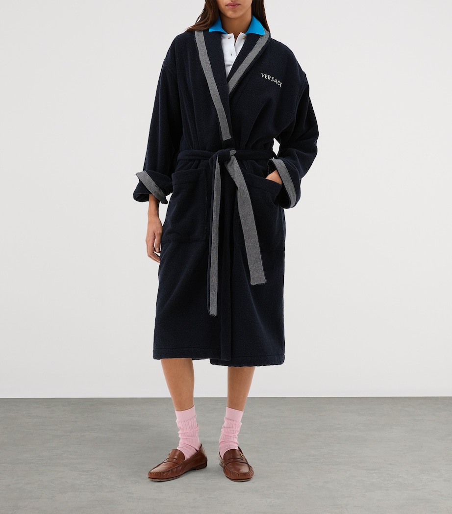 Versace Cotton Medusa Robe (XL) Blue/white Image 2