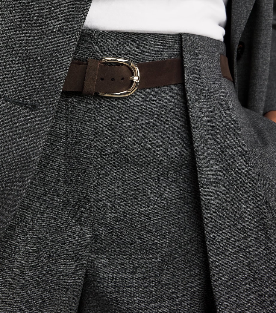 Belted Pleated Shorts LIGHT GREY Image 6