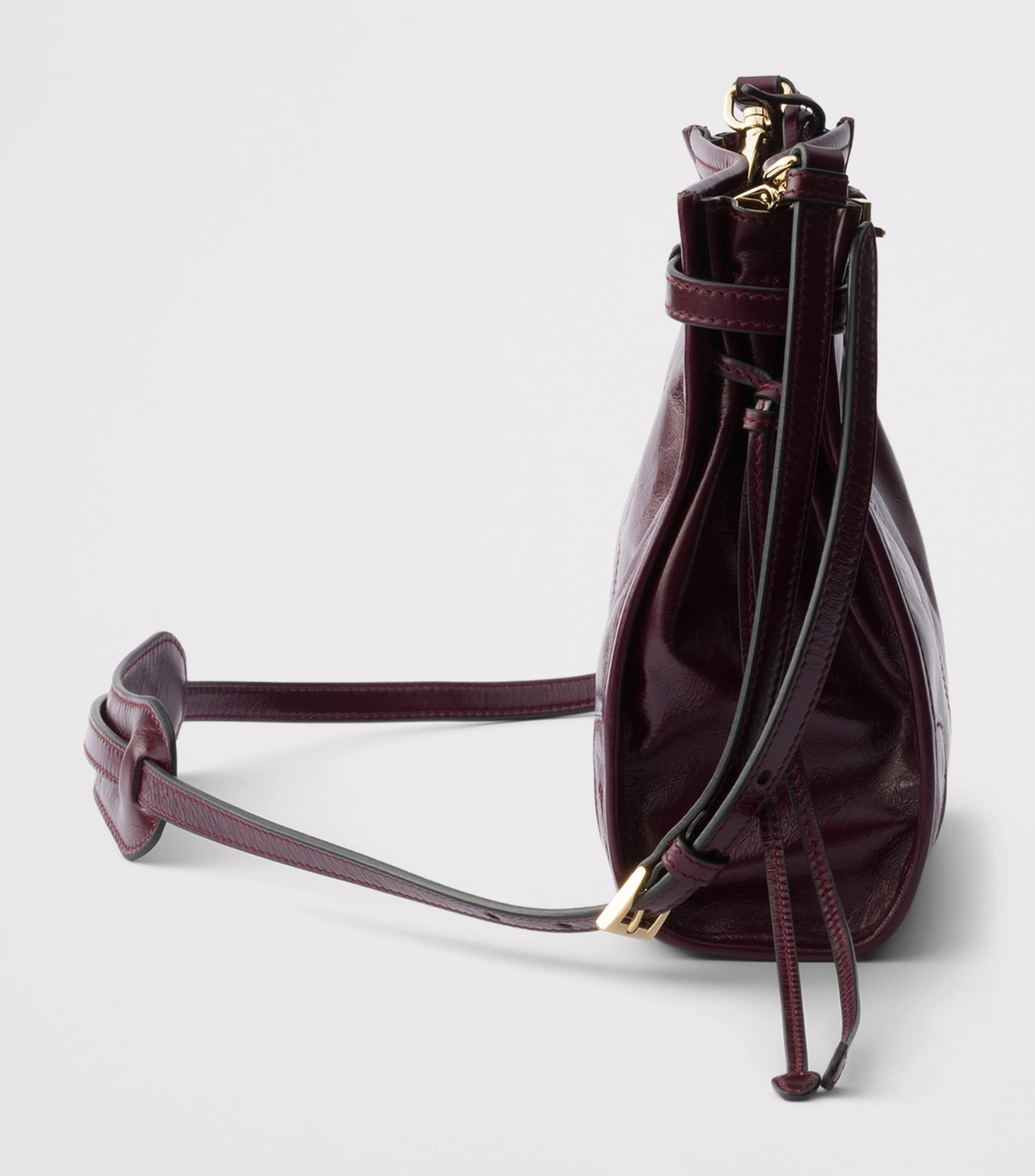 Prada Mini Leather Bonnie Shoulder Bag Burgundy Image 6