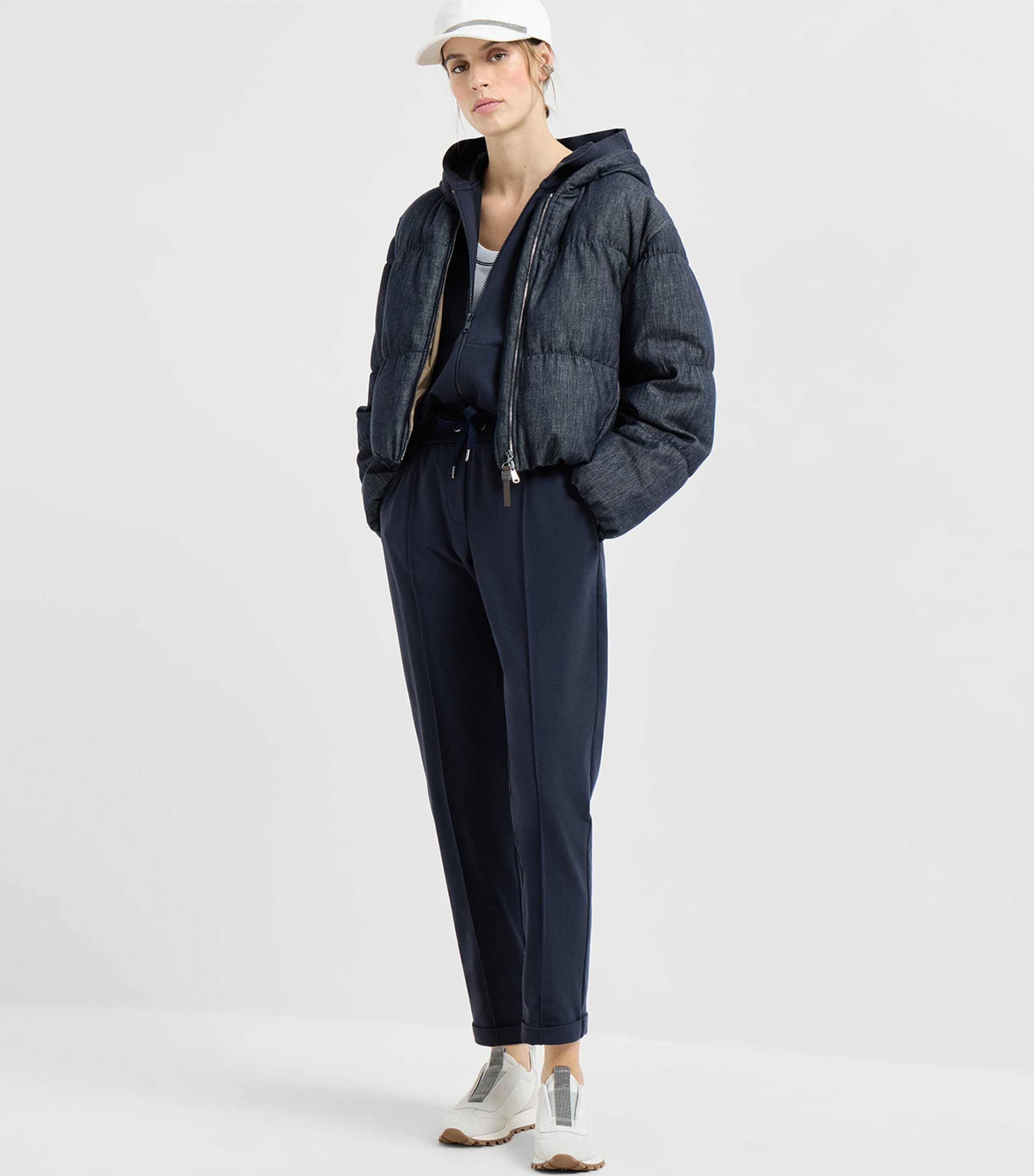 Brunello Cucinelli Womens Stretch-Cotton Embellished Hoodie Image 2