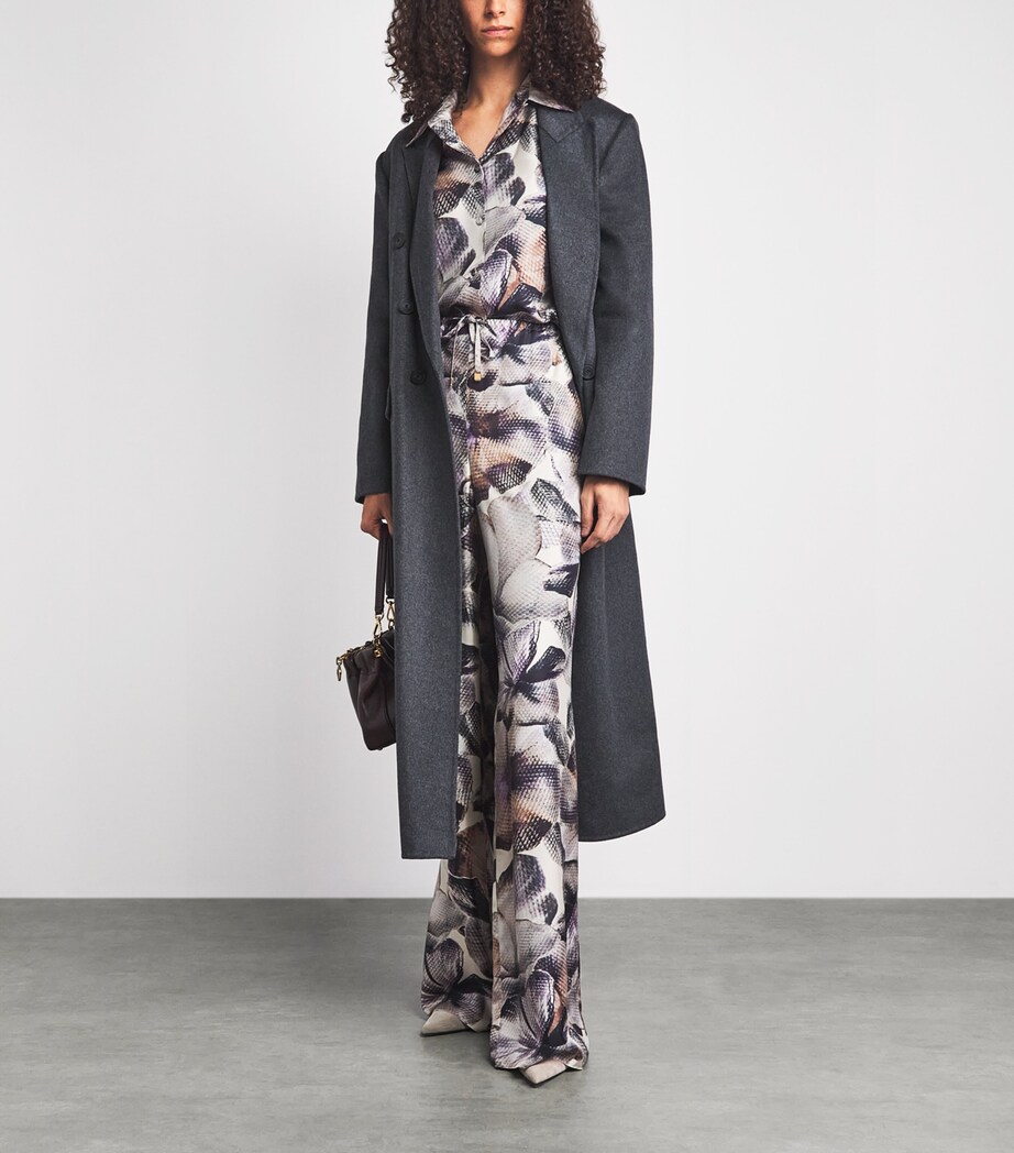 Agnona Womens Silk Printed Wide-Leg Trousers Mauve Image 2