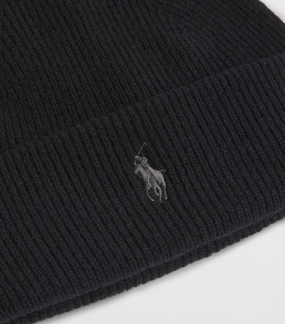 Cashmere Polo Pony Beanie BLACK Image 3