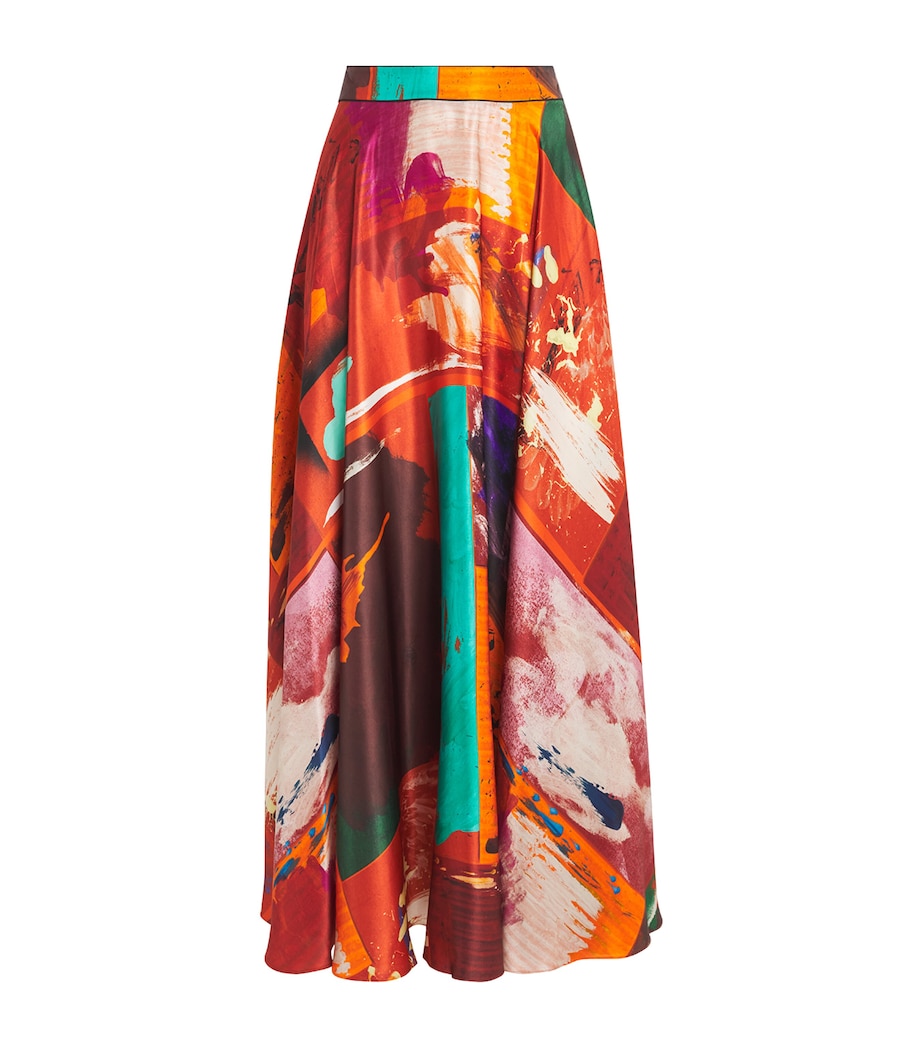Satin Ameera Midi Skirt BLD ORNG PCTRL PRNT Image 1
