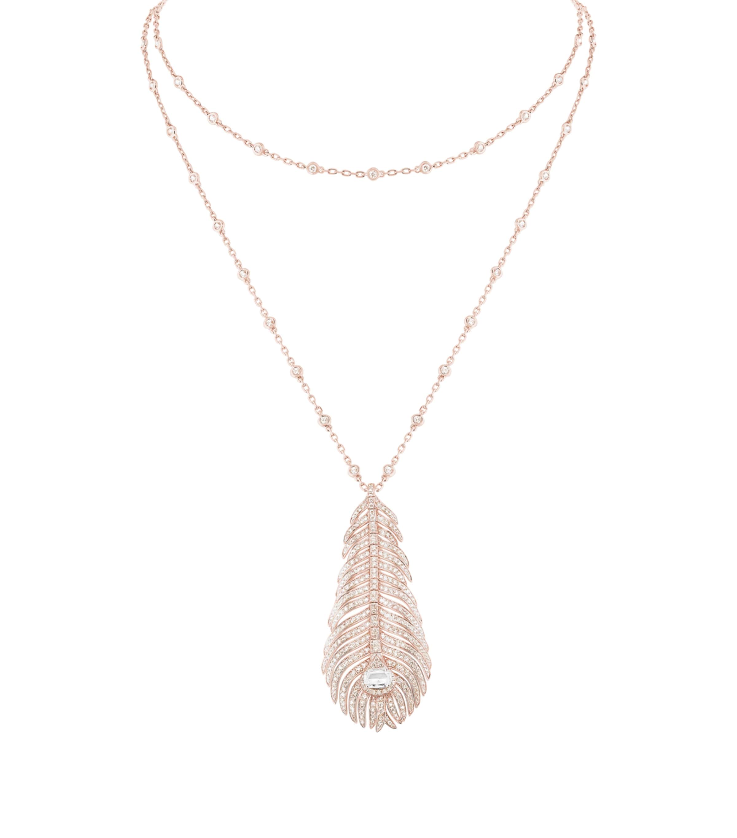 Boucheron Rose Gold And Diamond Plume De Paon Necklace