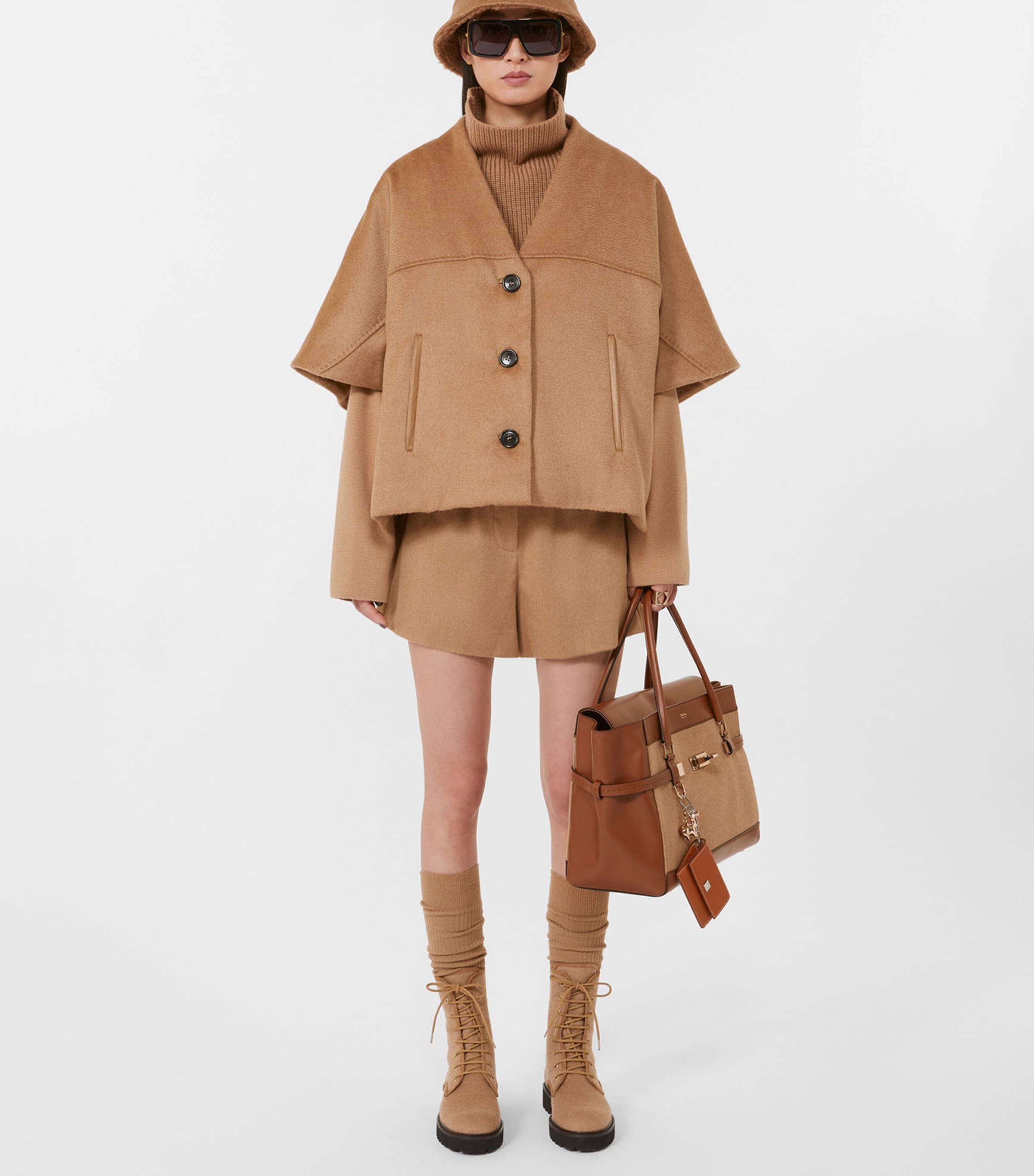 Medium Camel Wool Margaux Top-Handle Bag CAMEL Image 2