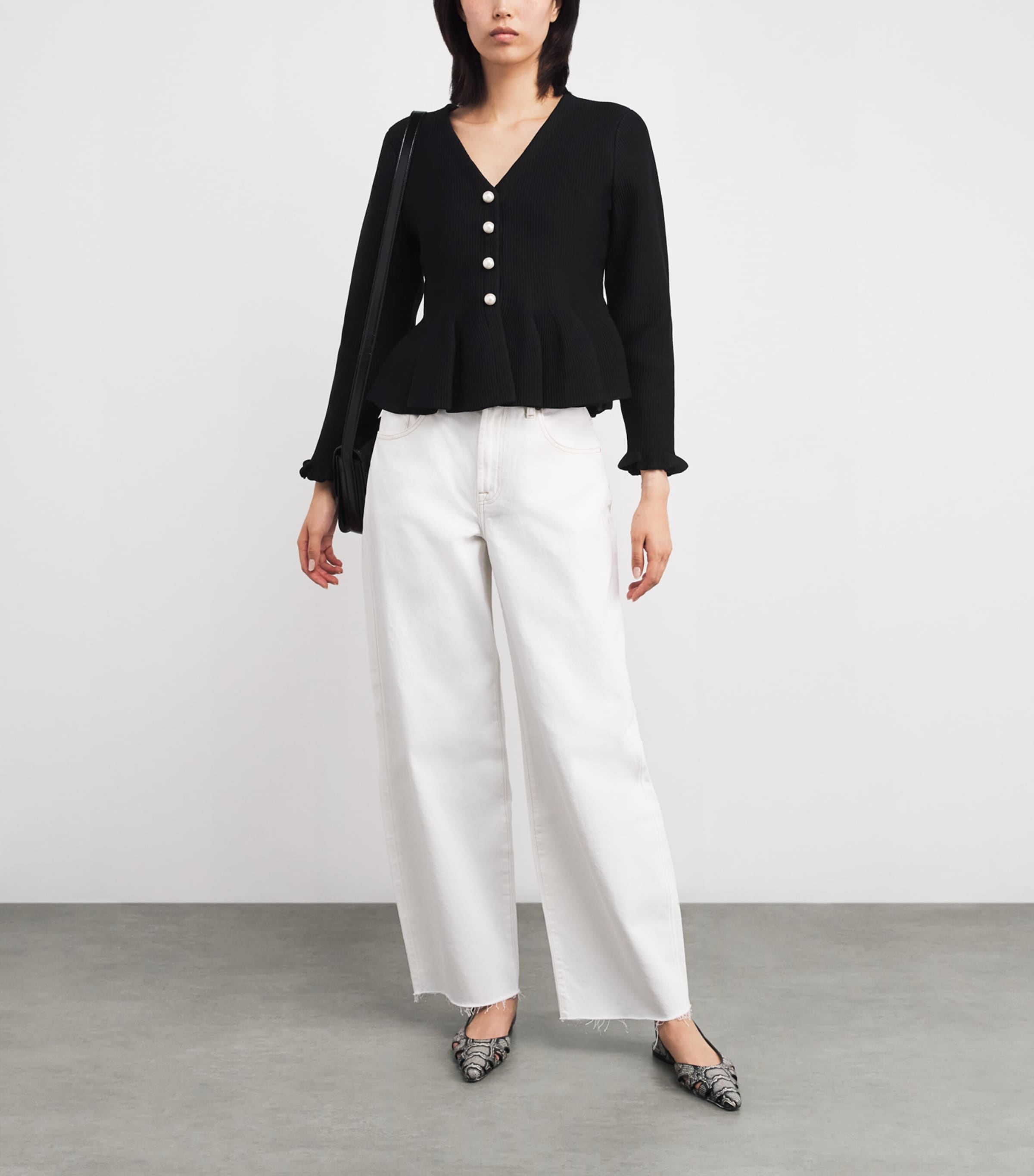 Peplum Cardigan BLACK Image 2