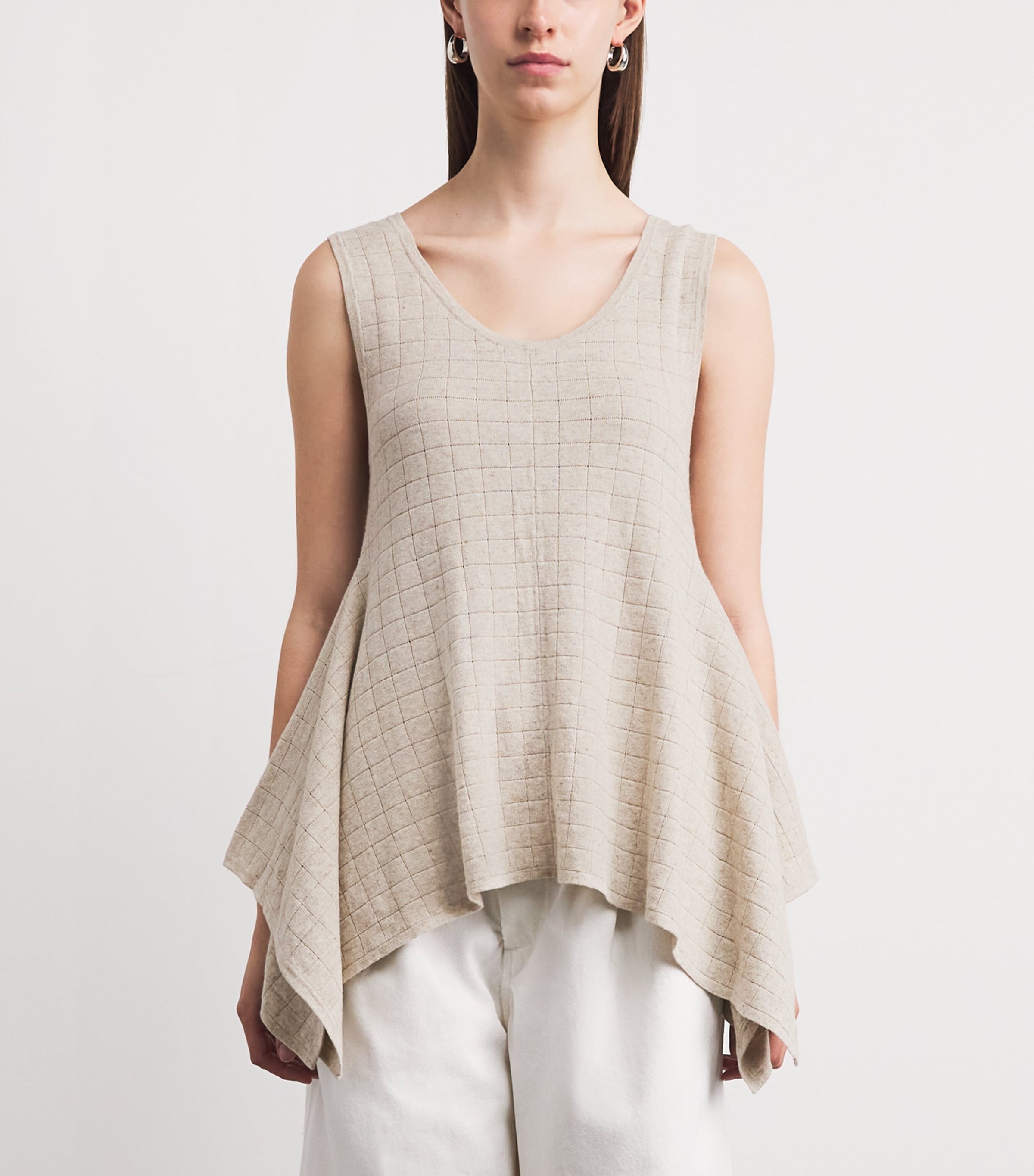 Lauren Manoogian Womens Cotton-Linen Flared-Hem Tank Top Flax Image 4