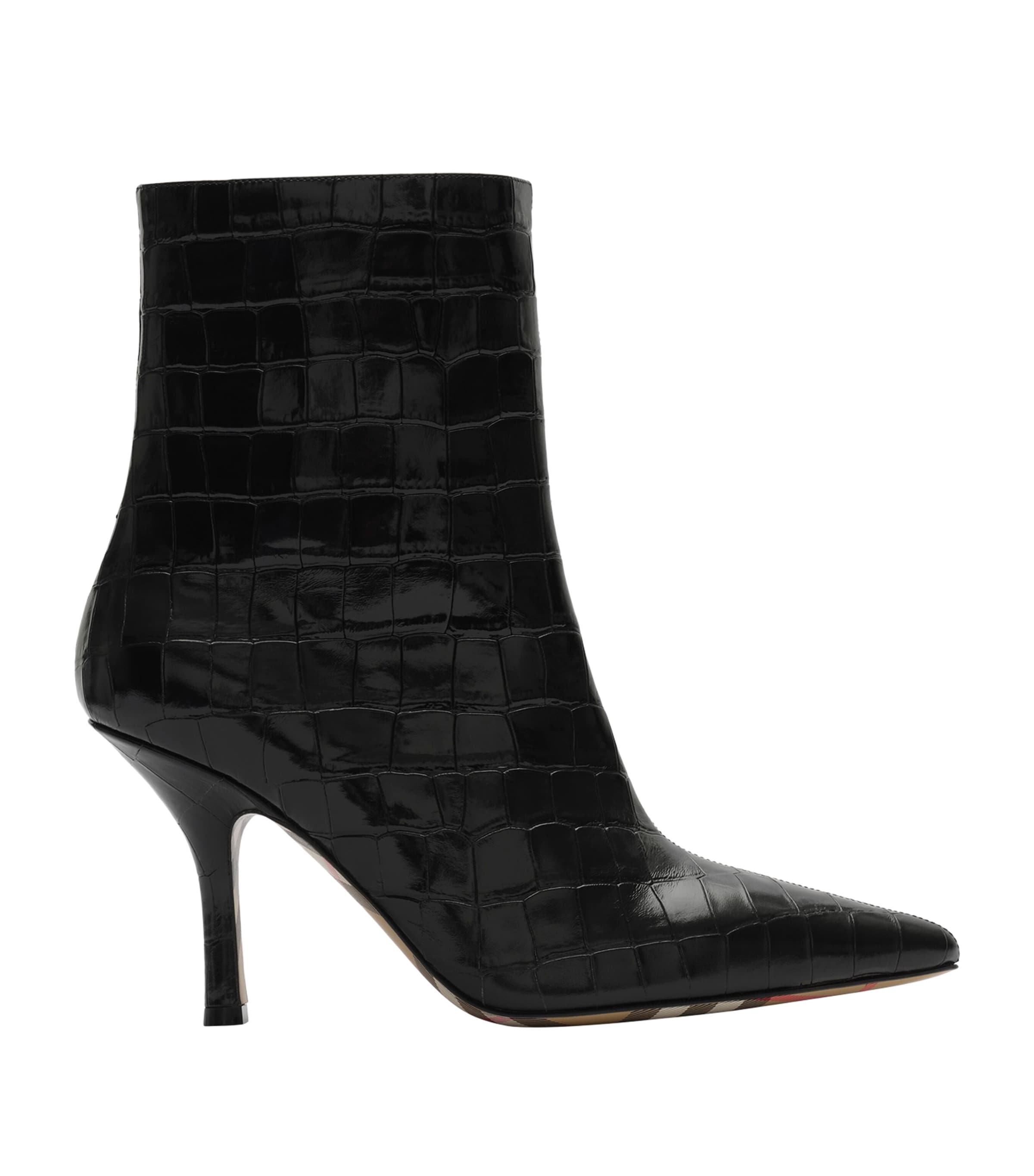 Burberry Croc-Embossed Leather Dame Ankle Boots 90 Black Image 1