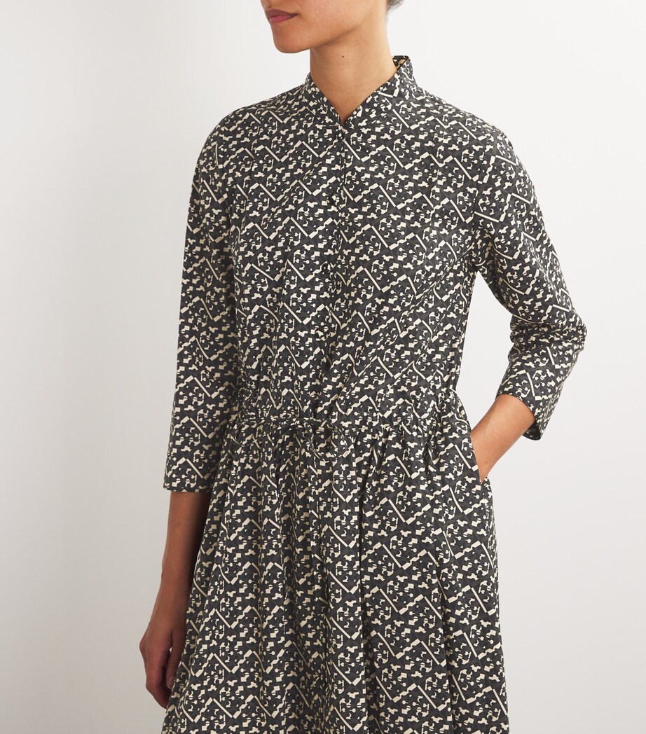 Cotton Printed Midi Dress 001 BLACK Image 4