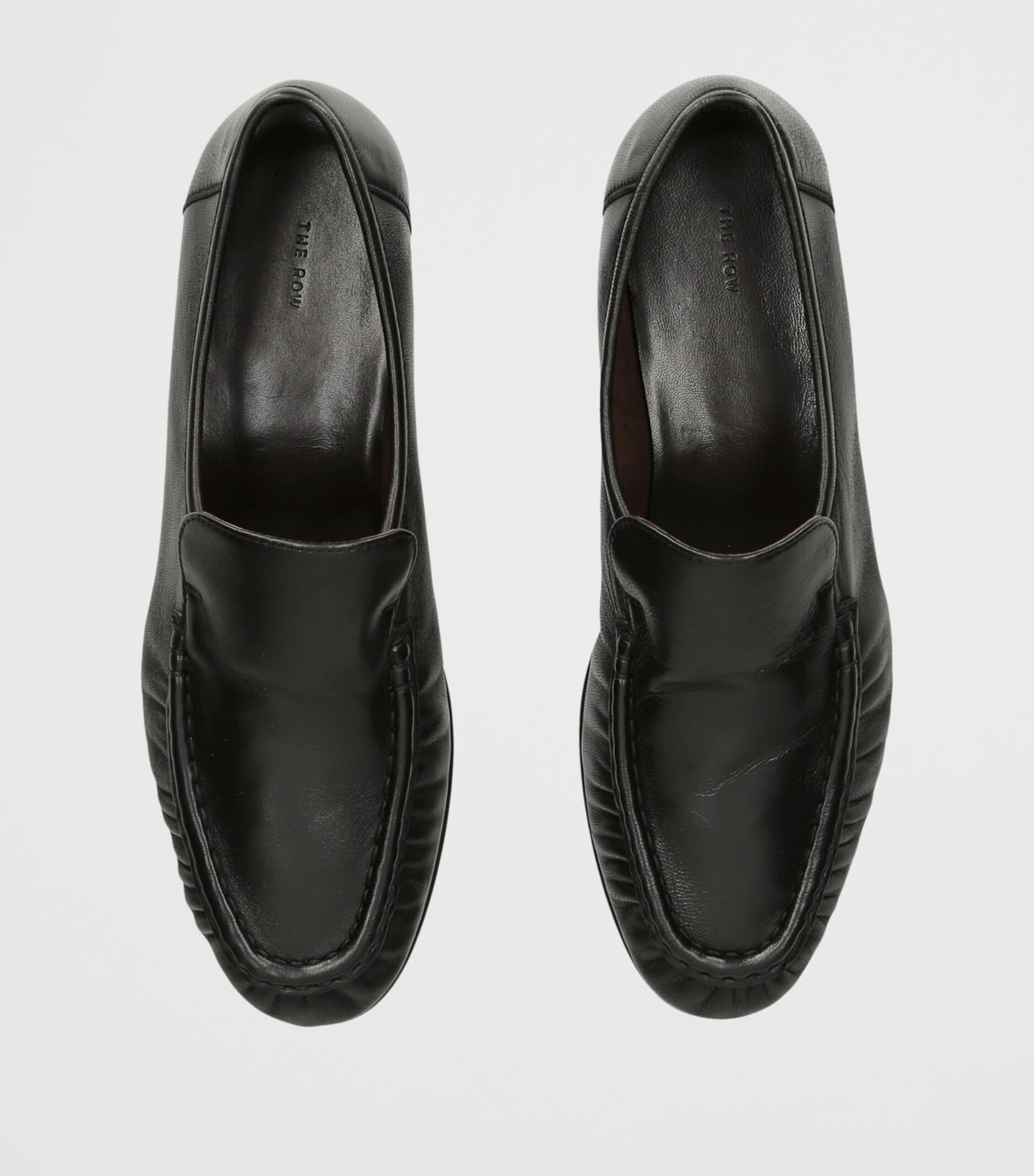 The Row Soft Moccasin Two Leather Loafers Black Image 4