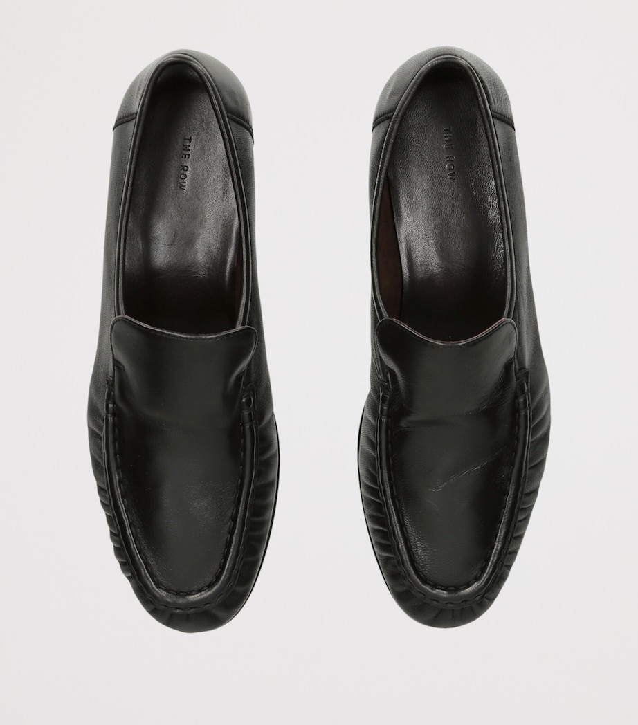 The Row Soft Moccasin Two Leather Loafers Black Image 4