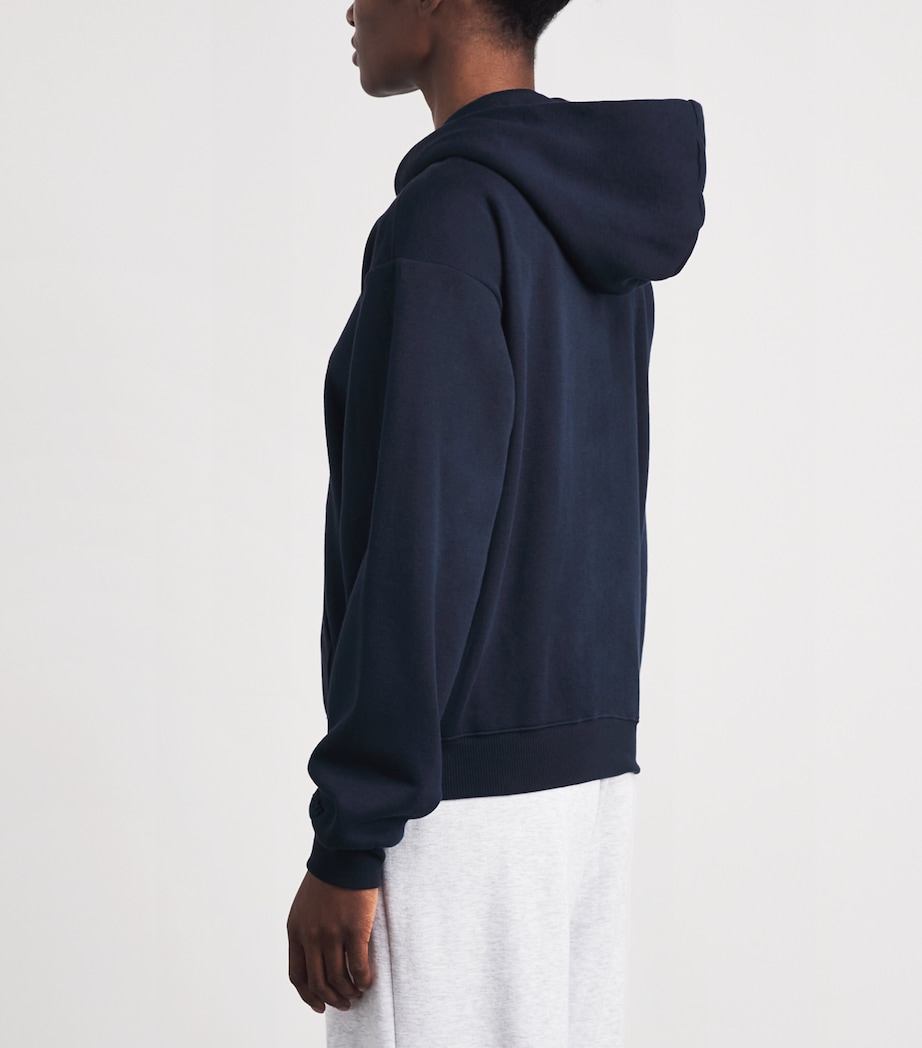 Skims Womens Cotton-Blend Fleece Classic Hoodie Navy Image 5