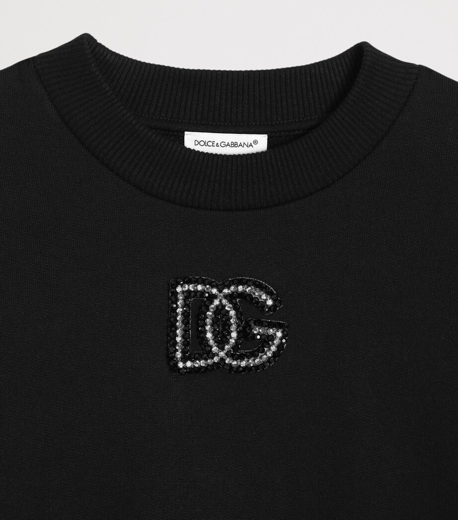 Dolce&Gabbana Kids Cotton Logo Sweatshirt (8-12+ Years) Black Image 3