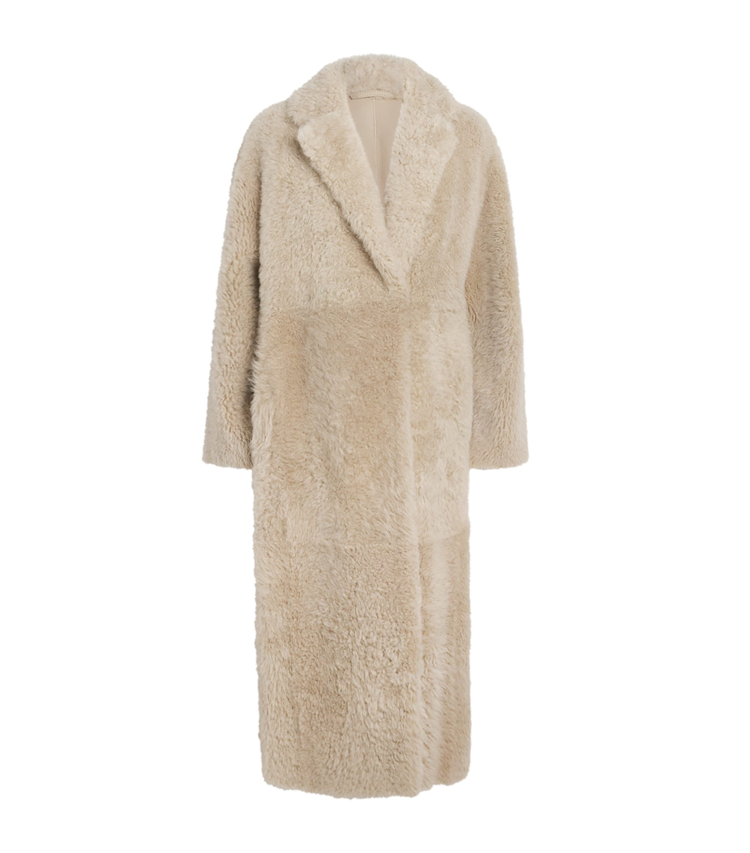 Max Mara Shearling Trench Coat In Sand