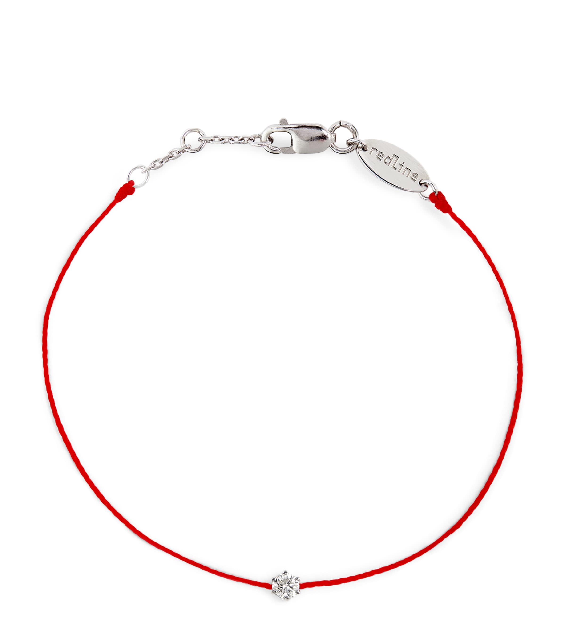 Redline White Gold And Diamond Absolu Thread Bracelet In Red