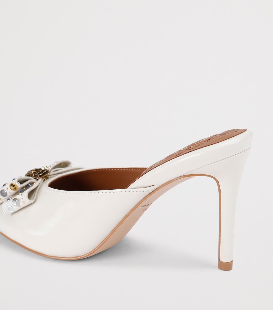 Leather Belgravia Stud Bow Heeled Mules BONE/COMB Image 2