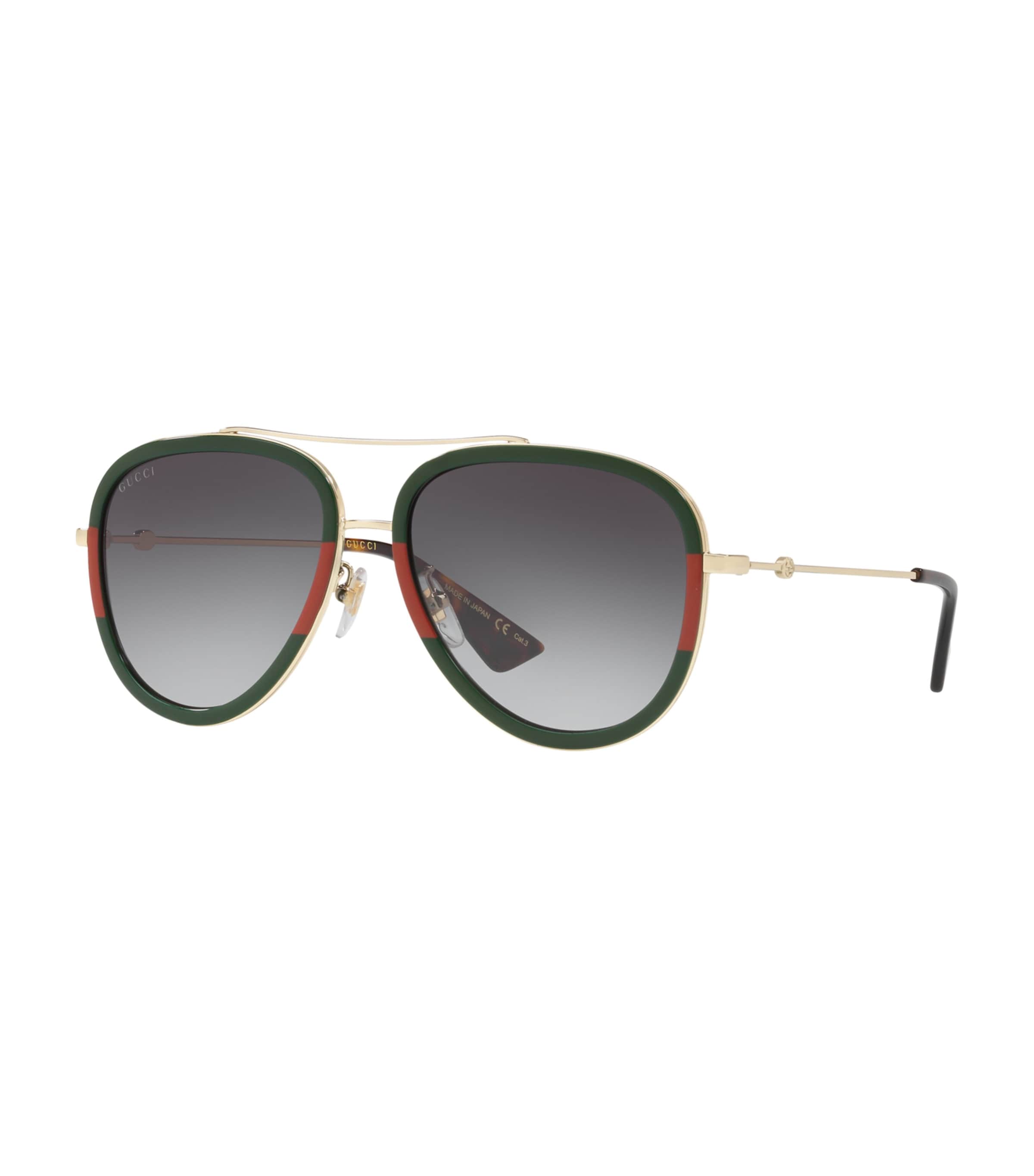 Striped Aviator Sunglasses GREEN Image 2