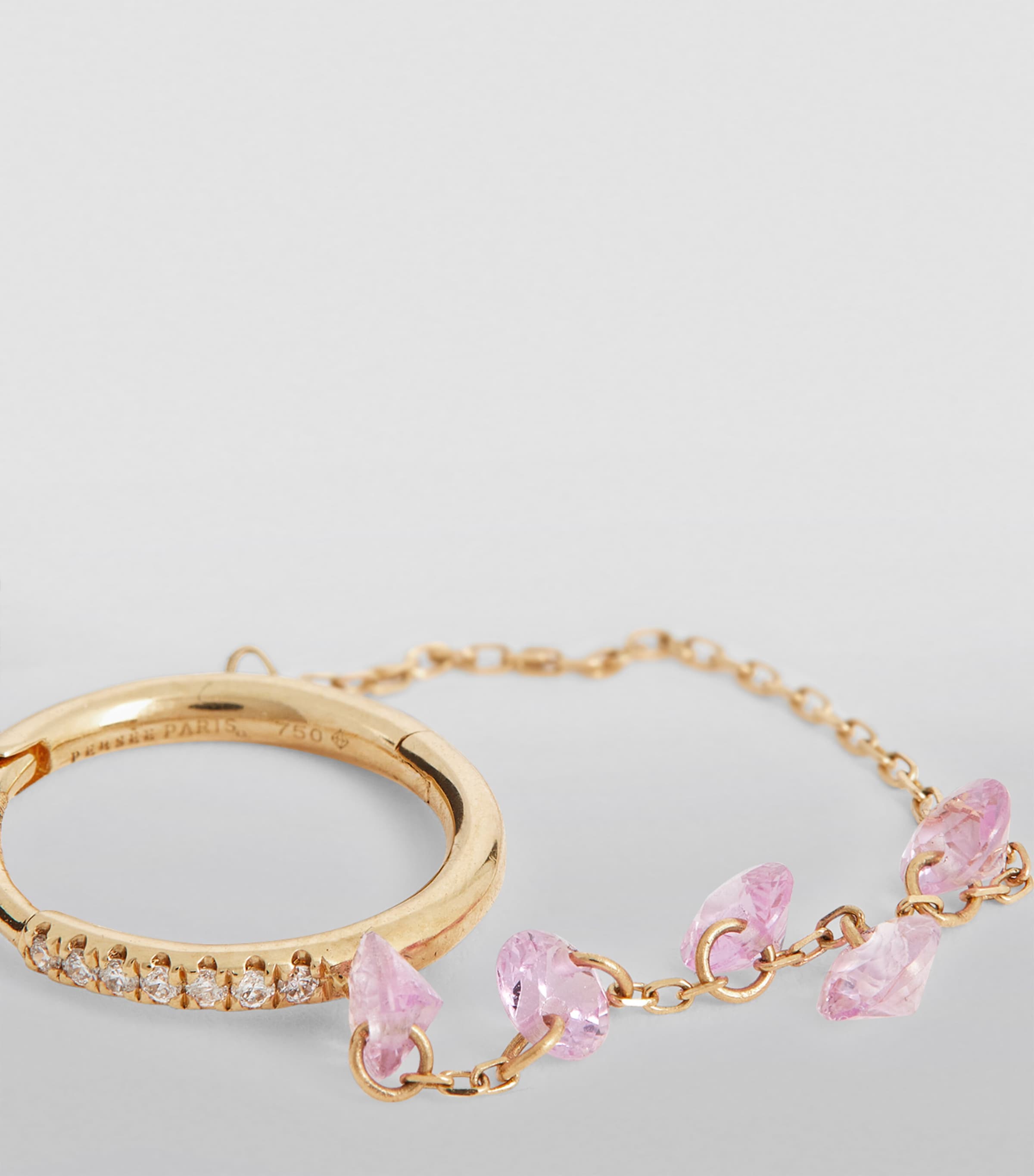 Yellow Gold, Diamond and Sapphire Danaé Single Earring PINK Image 6