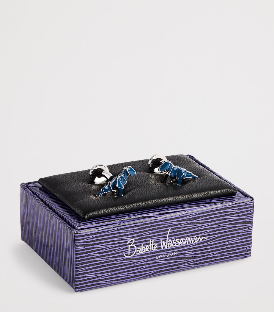 Origami Dinosaur Cufflinks BLUE Image 3