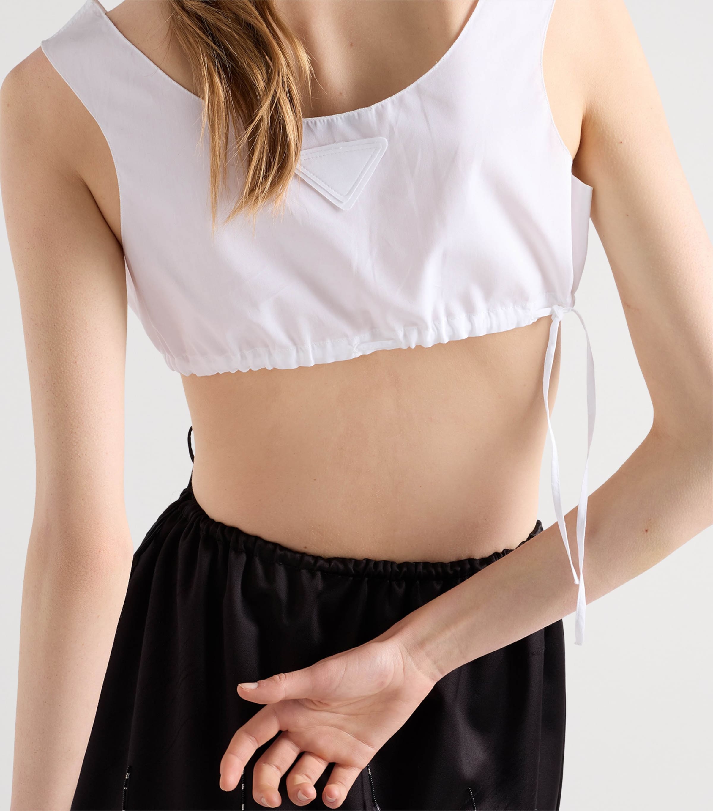 Prada Womens Cotton Poplin Triangle Bra Top White Image 6