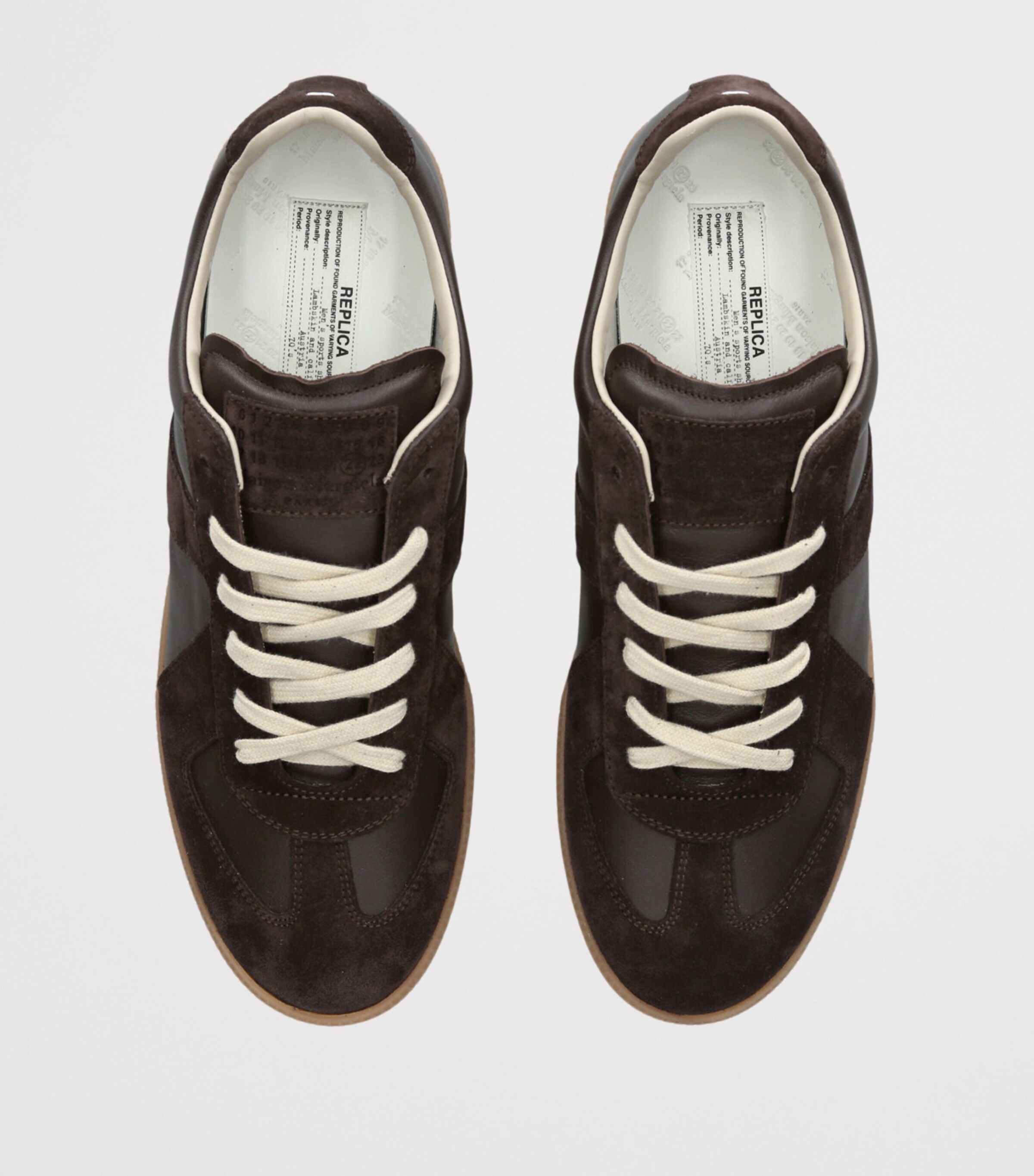 Leather-Suede Replica Sneakers DARK BROWN Image 4