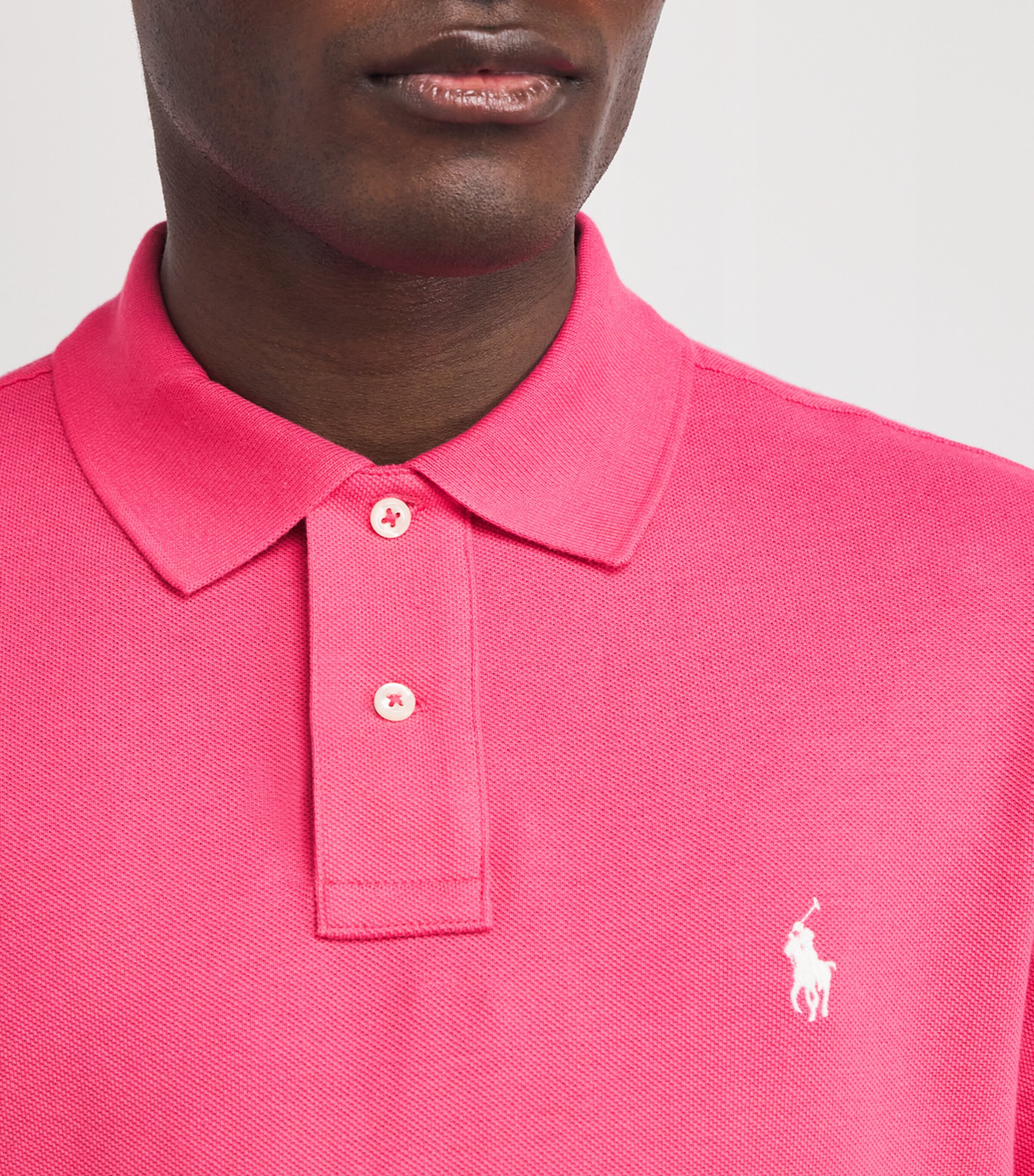 Polo Ralph Lauren Mens Cotton Mesh Custom-Fit Polo Shirt Hot Pink Image 6